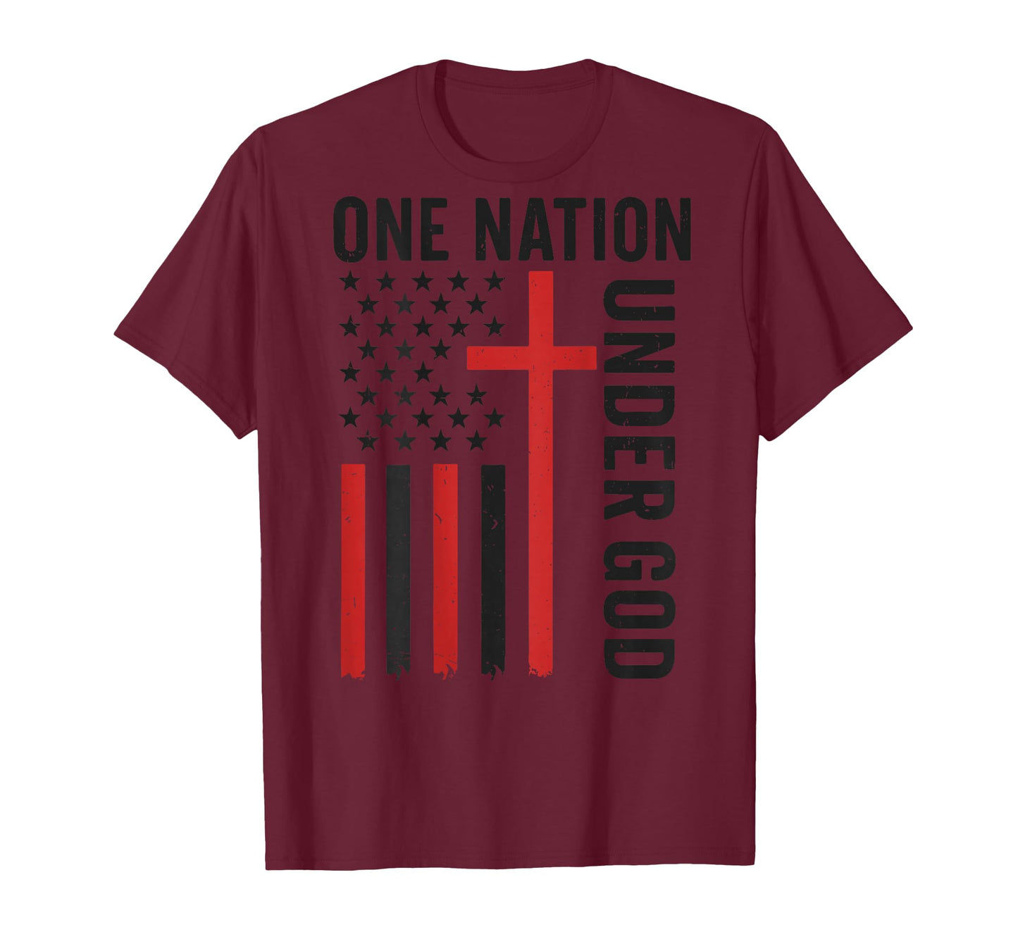 Back One Nation Under God American Flag Christian Patriotic T-Shirt