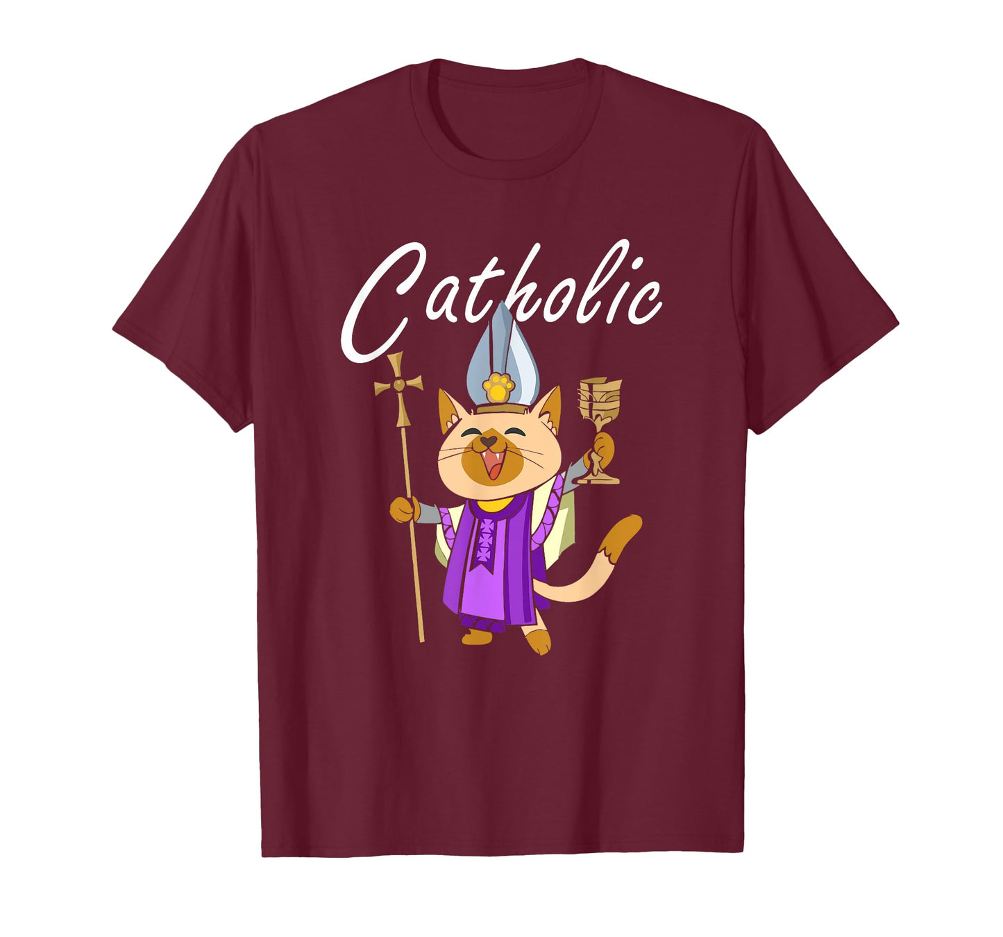 Catholic - Gift Ideas For Christian Catholic Cat Lover T-Shirt for Men Women Kids