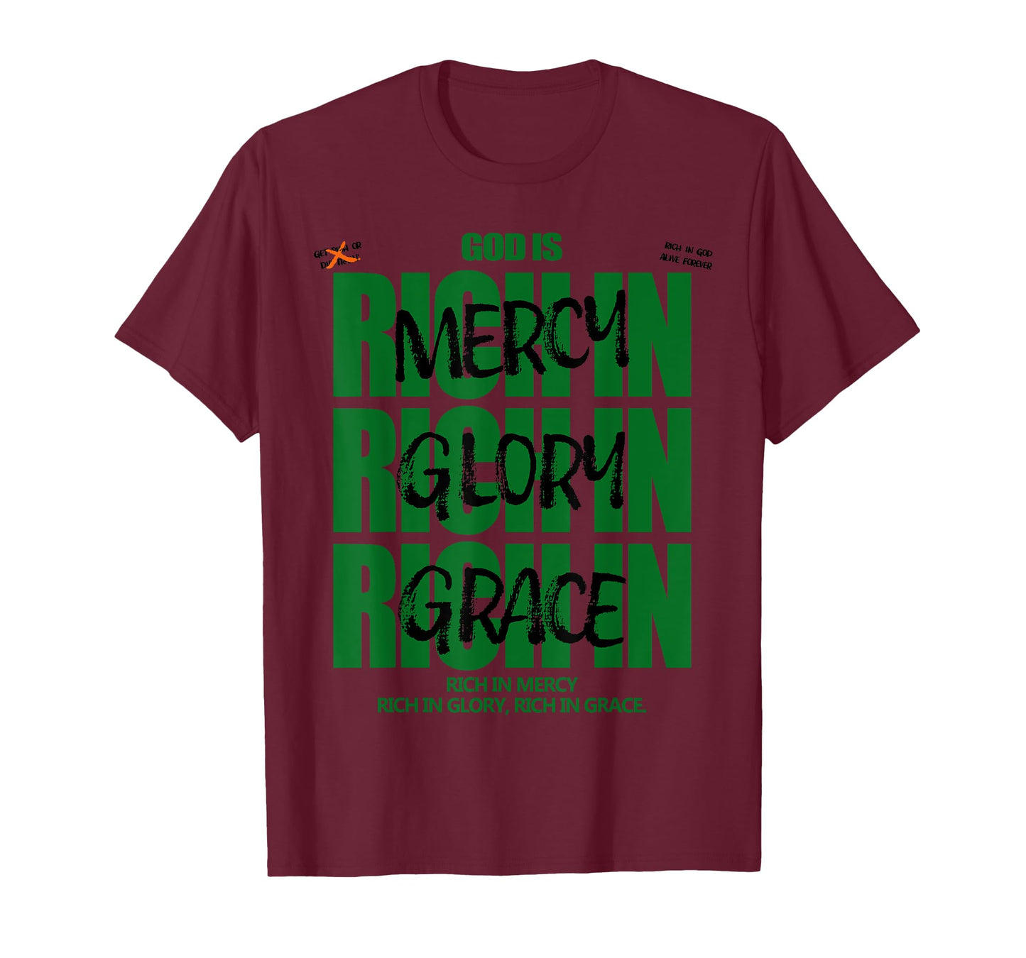 God Is Rich In Mercy Glory Grace Christian Modern Graphic T-Shirt