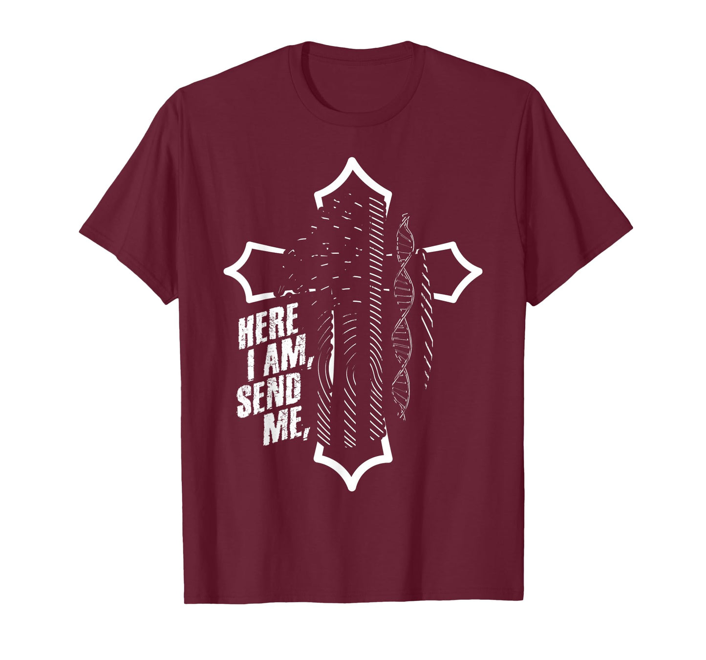 Here I Am Send Me - Isaiah 6:8 Scripture Flag Bible Verse T-Shirt