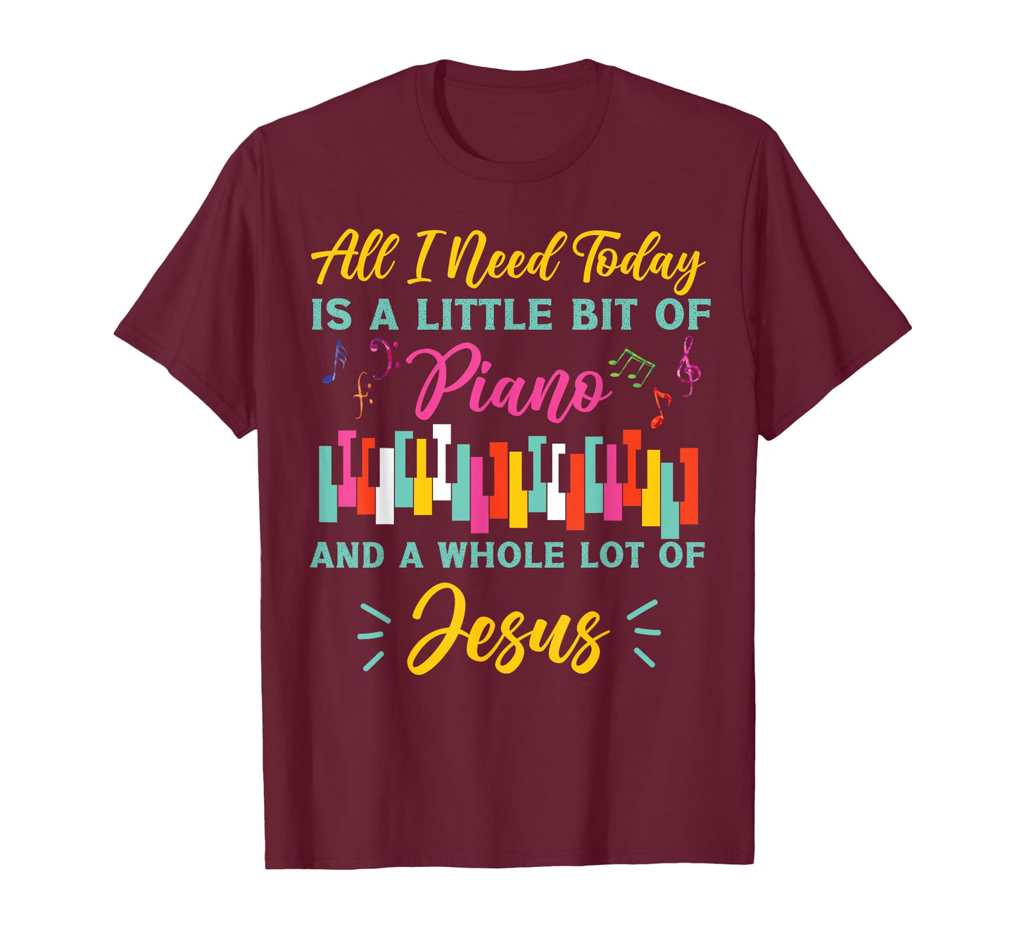 Piano Teacher Pianist Cross Jesus Christian Keyboard All I T-Shirt
