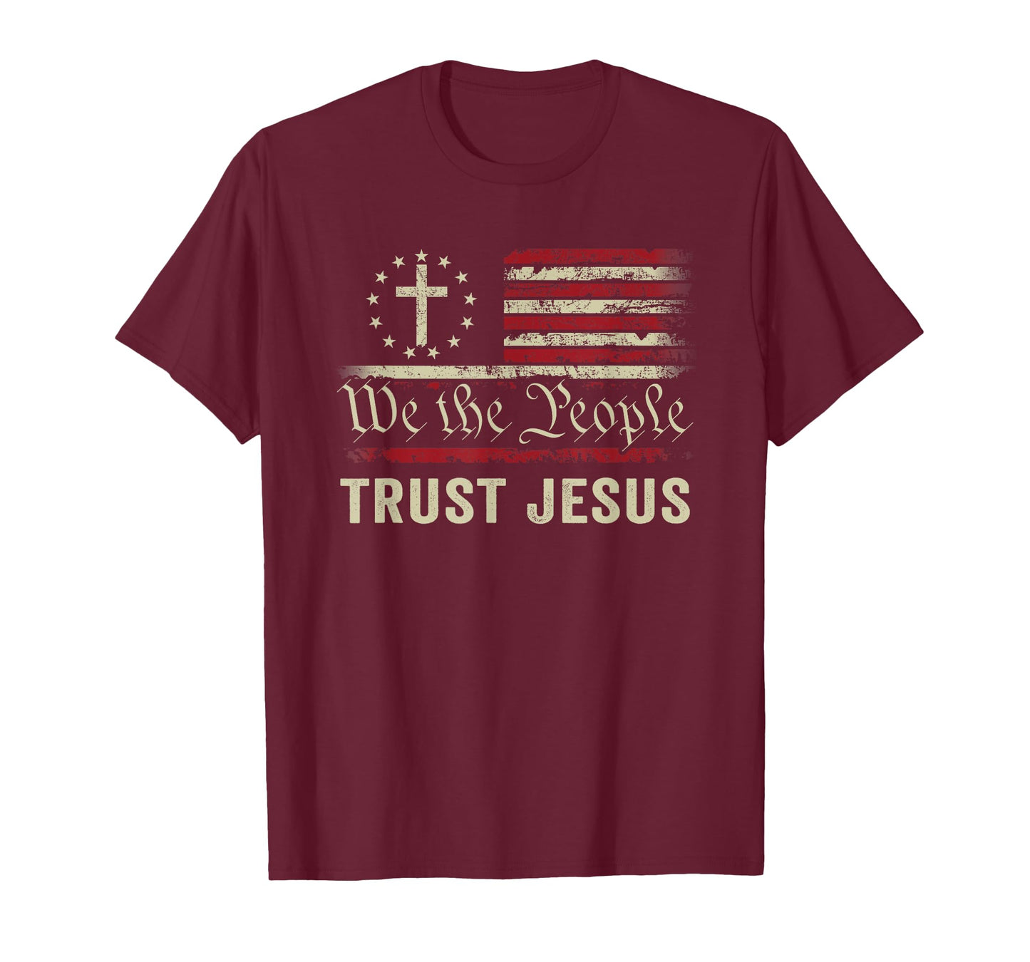 We The People Trust Jesus - USA Flag Christian Patriotic T-Shirt
