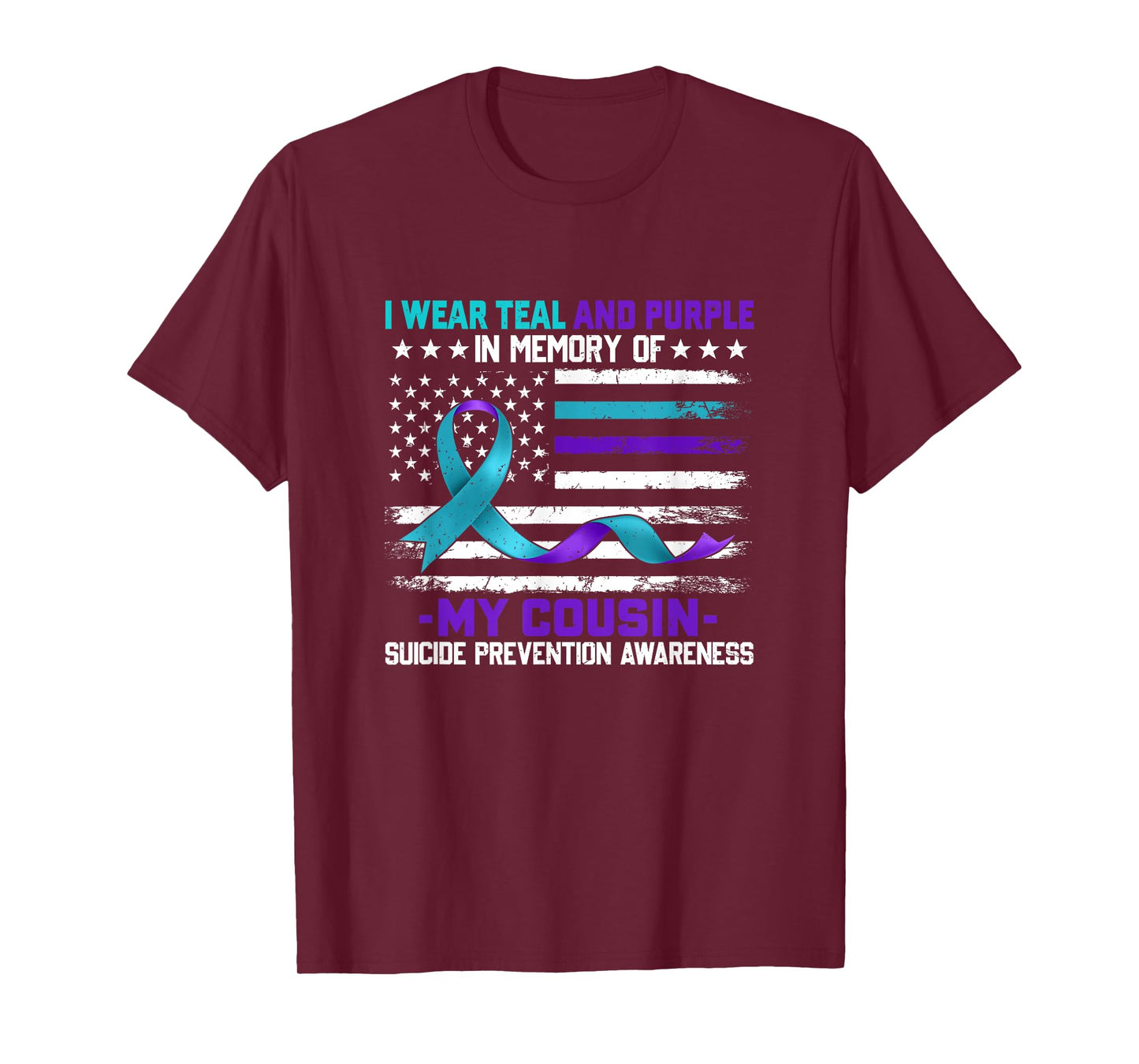In Memory Cousin Suicide Awareness Prevention American Flag T-Shirt