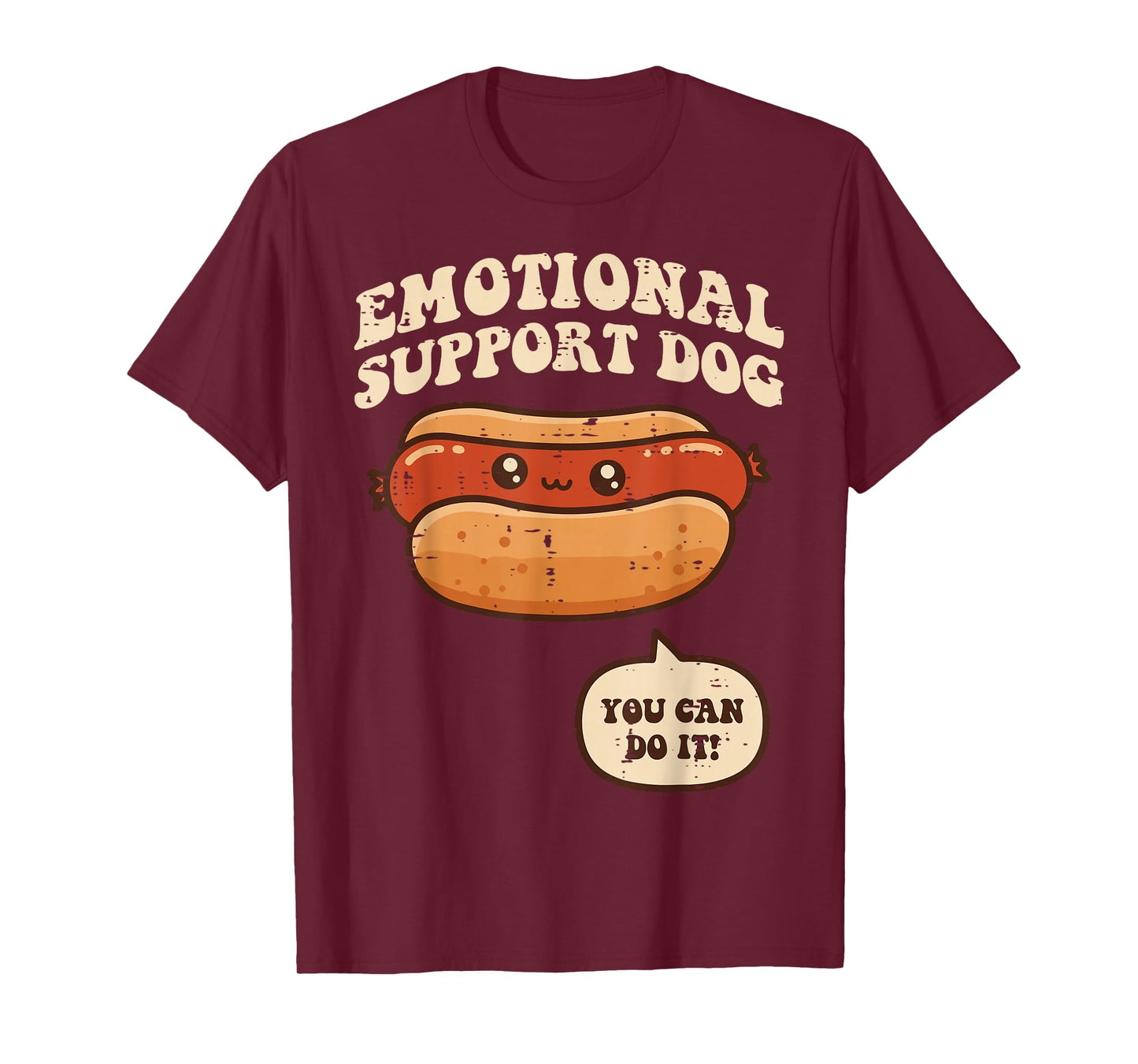 Hotdog Emotional Support Dog Funny Saying Men Women Kids T-Shirt