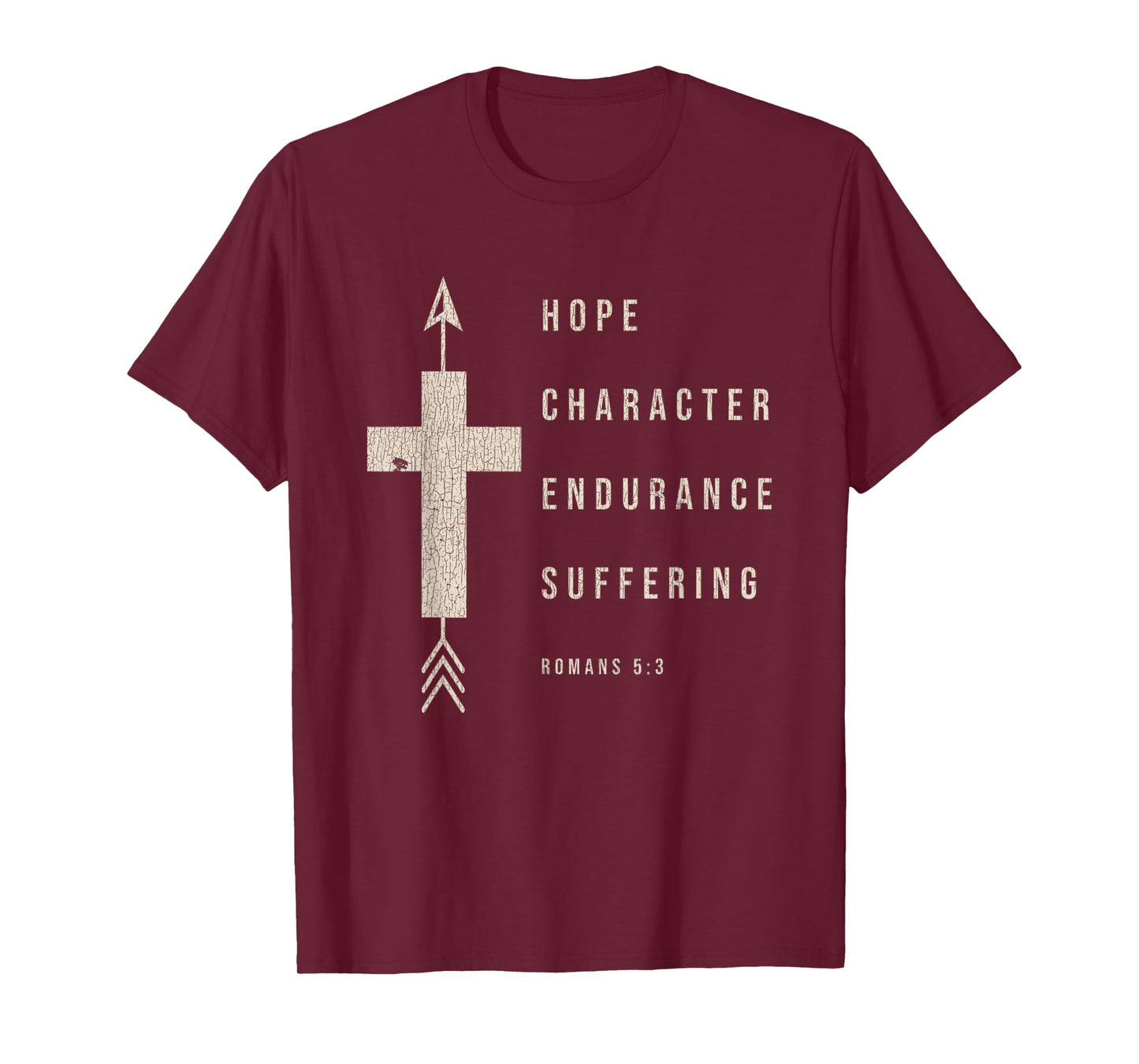 Vintage Hope Character Endurance Scripture Romans 5:3 Jesus T-Shirt