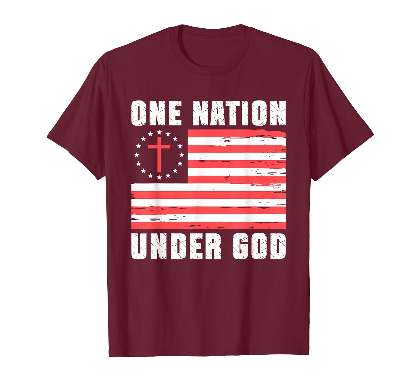 One Nation Under God Jesus Blessed American Flag T-Shirt