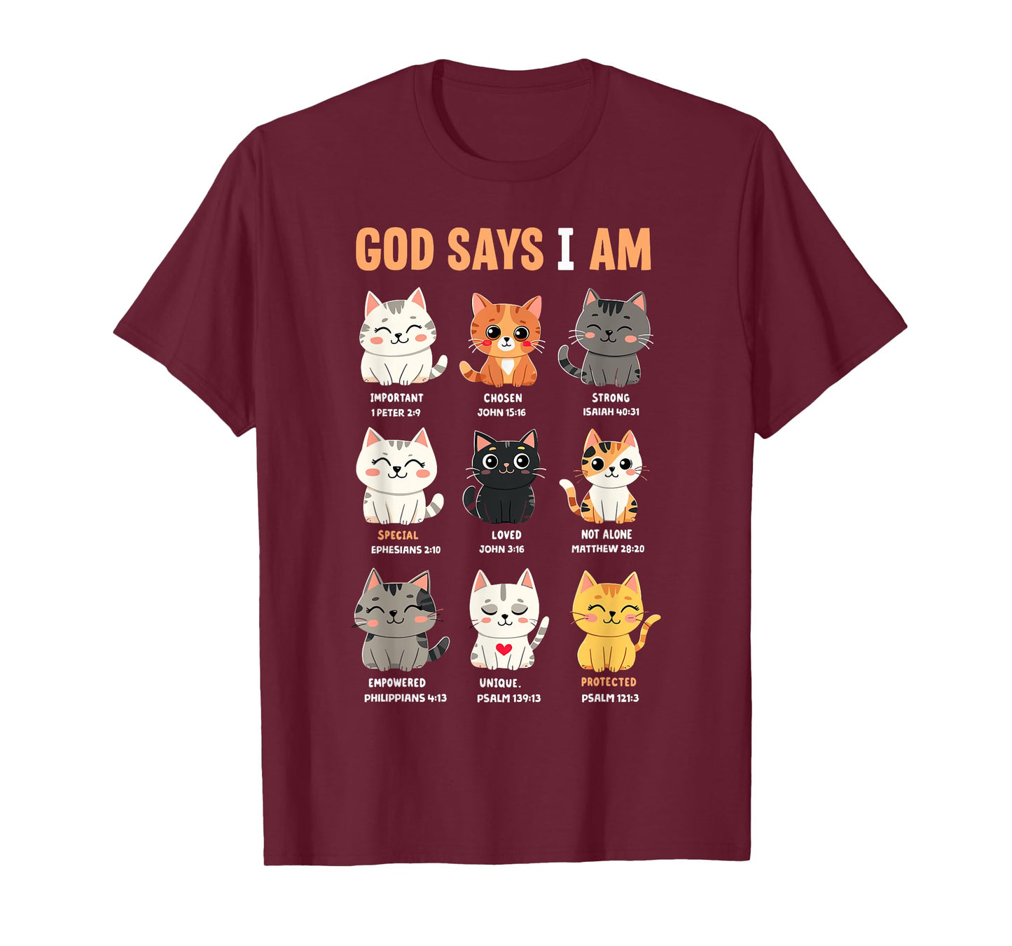 God Says I'm Christian Funny Cats Bible Verse Kitty Lover T-Shirt