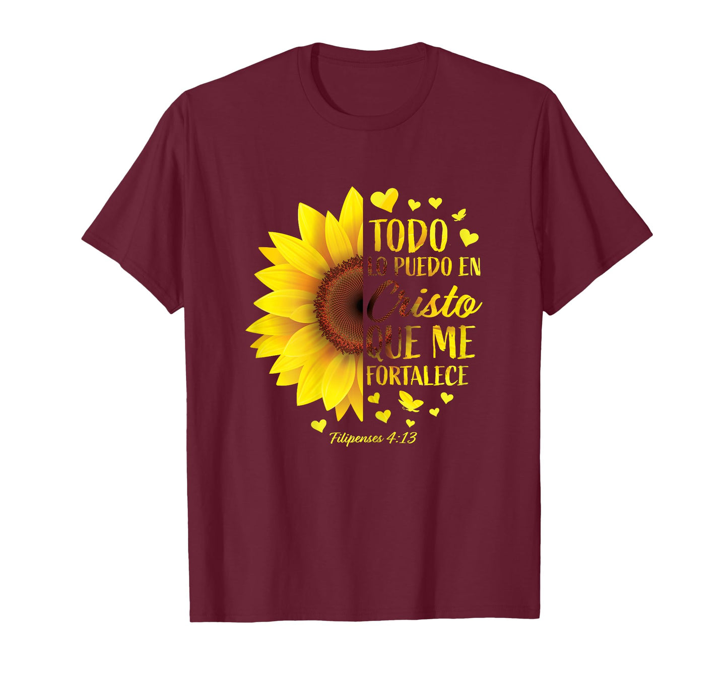 Christian Gift Spanish Women Religious Bible Verse Sunflower T-Shirt