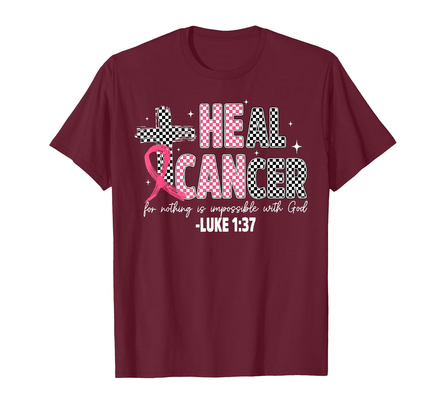 Heal Breast Cancer Coquette Christian God Faith Pink Ribbon T-Shirt