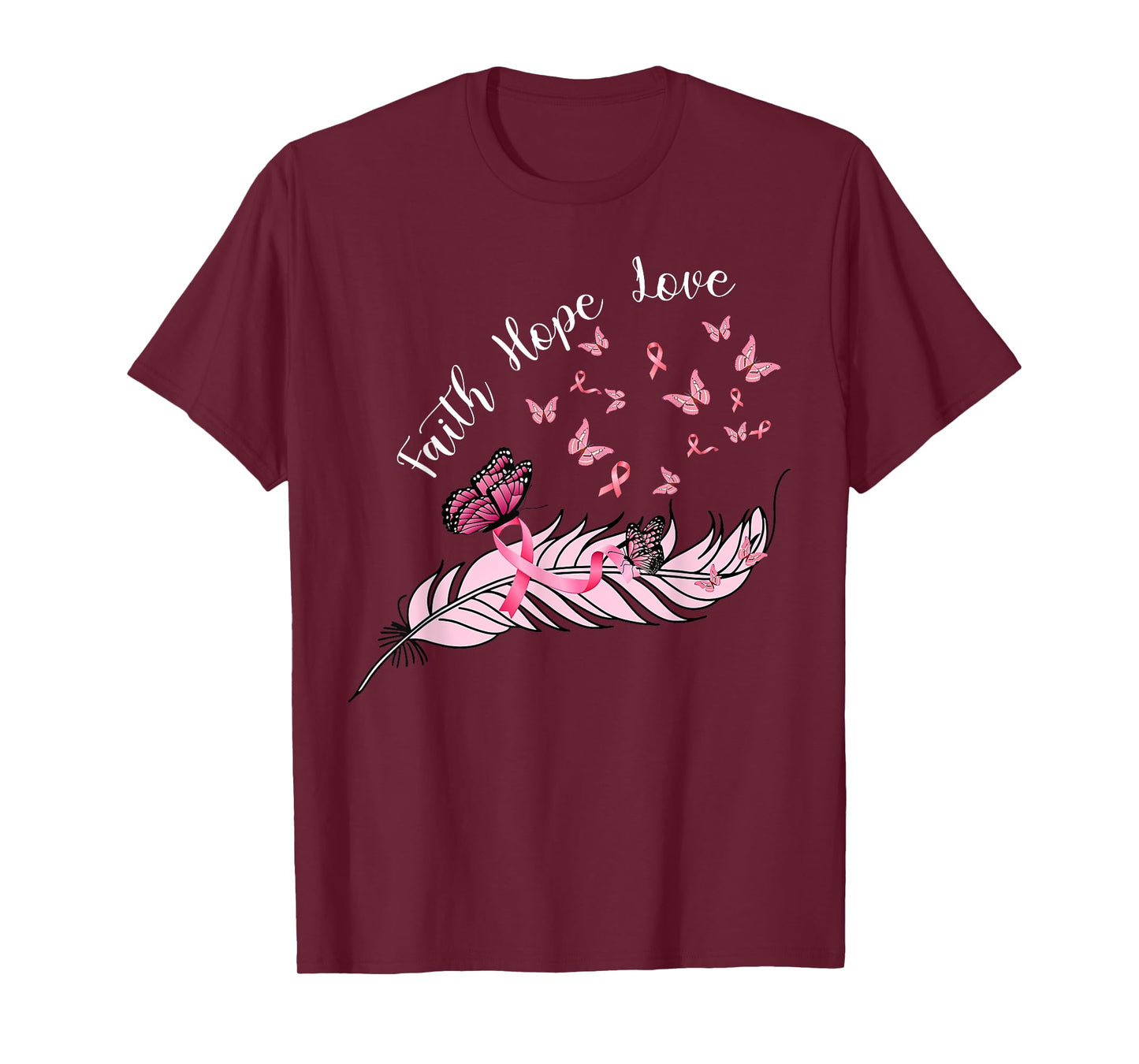 Faith Hope Love Feathers Butterfly Jesus Religious Christian T-Shirt