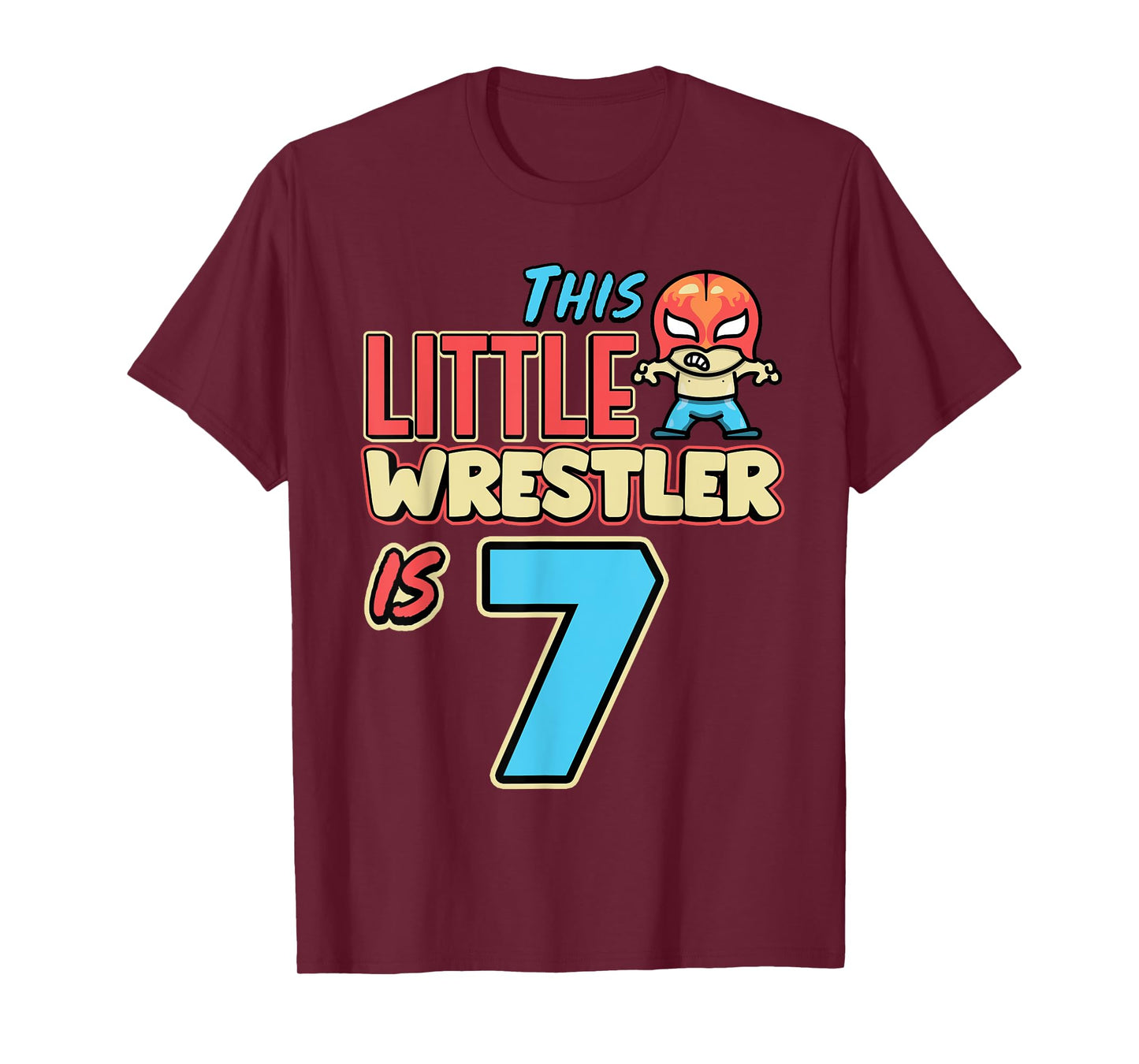 Wrestling Birthday This Little Wrestler Is 7th Birthday T-Shirt