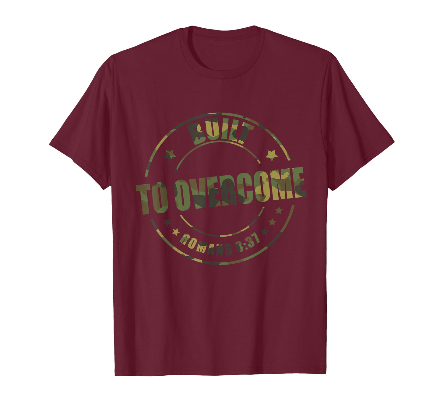 Built to Overcome Camo Gym Workout Christian Faith Scripture T-Shirt