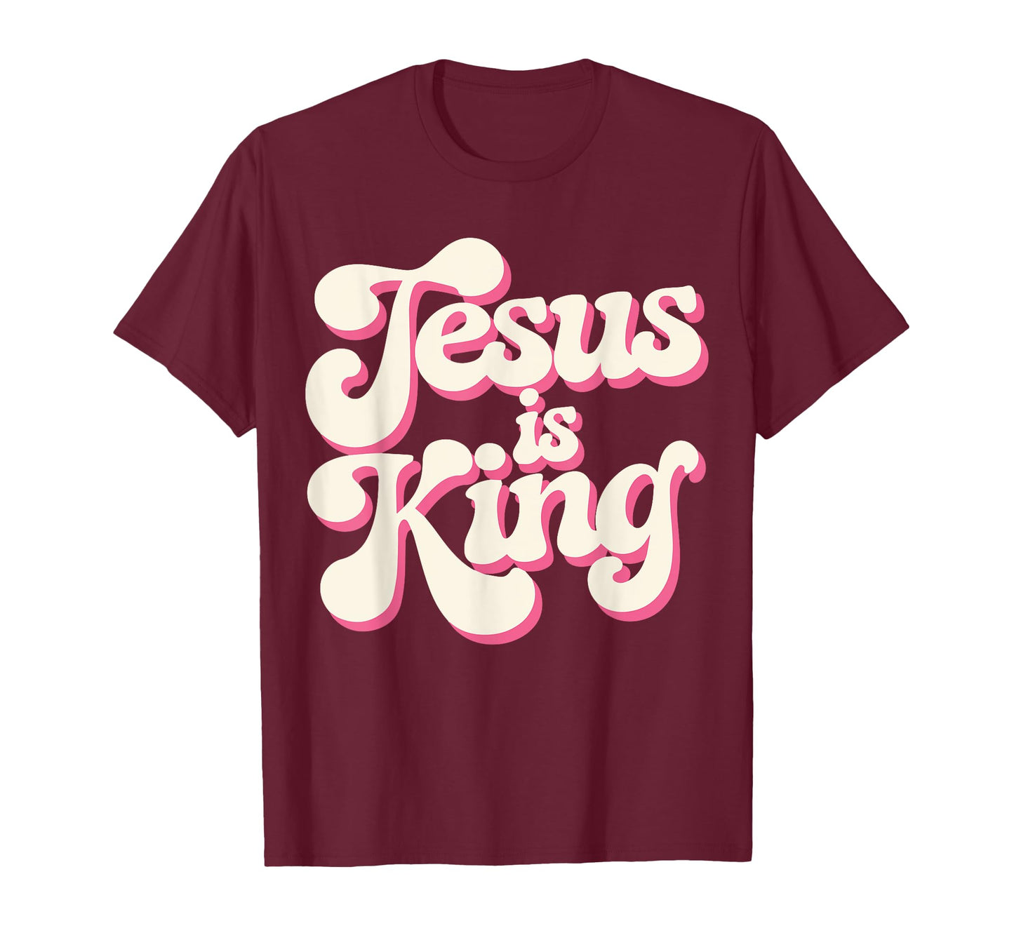 Toddler Jesus Is King Pink White Teen Girl Christian God Mom T-Shirt