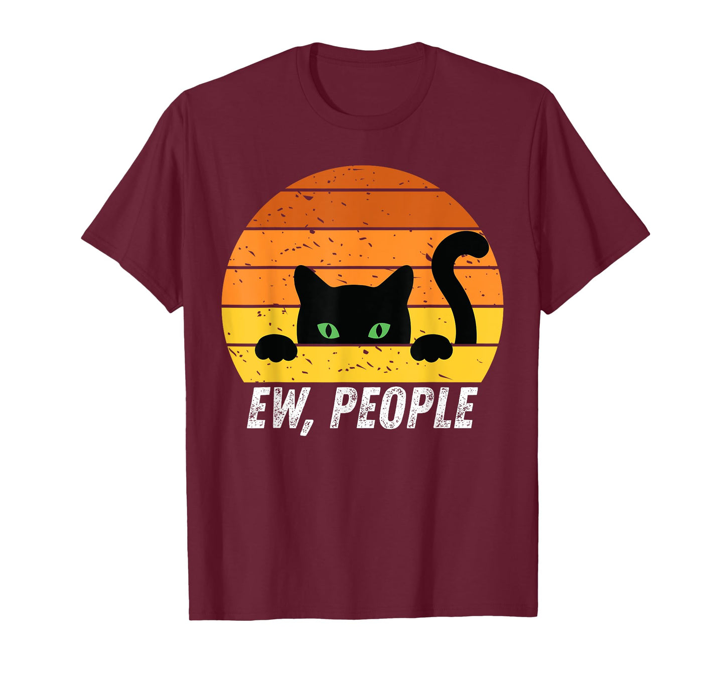 Ew People Retro Cat Funny Introvert Vintage Gifts Cat Lovers T-Shirt