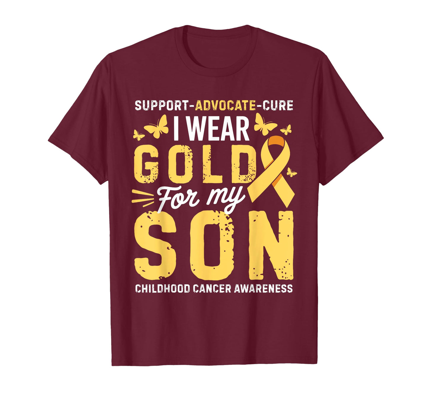 I Wear Gold for My Son Childhood Cancer Awareness Mom Dad T-Shirt