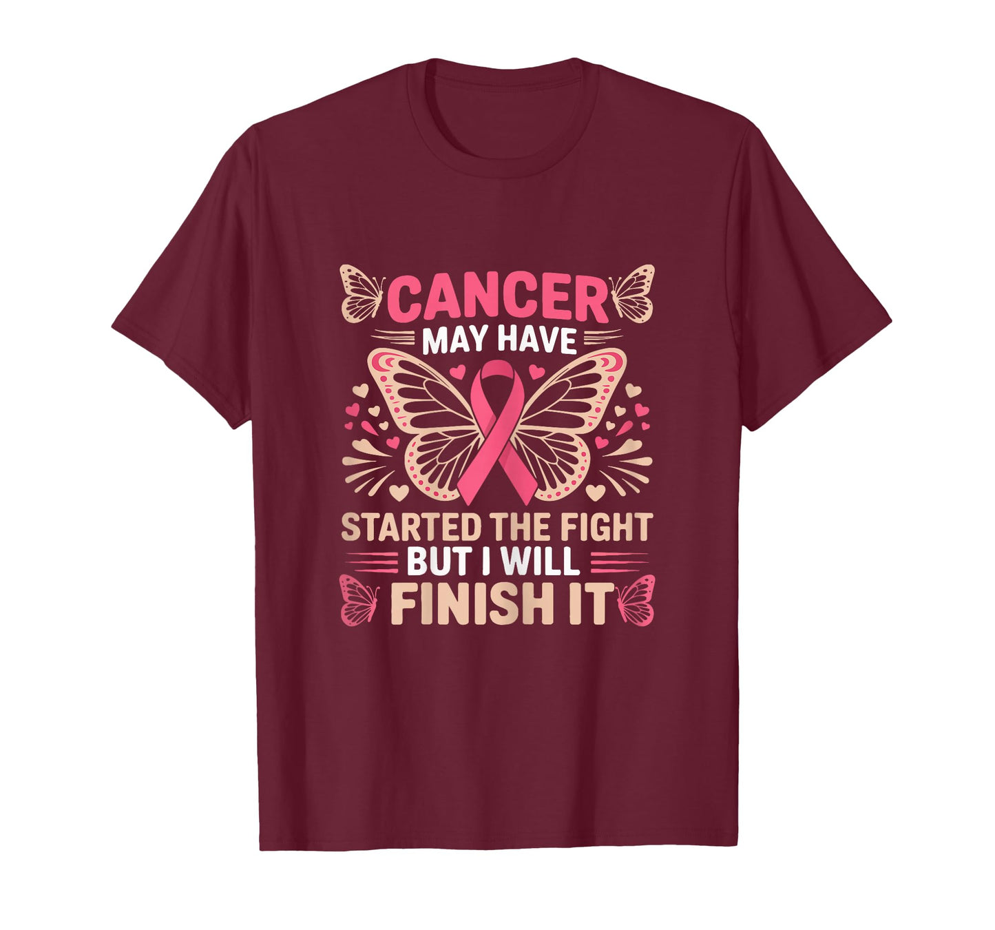 Breast Cancer Survivor I Will Finish The Fight Butterfly T-Shirt