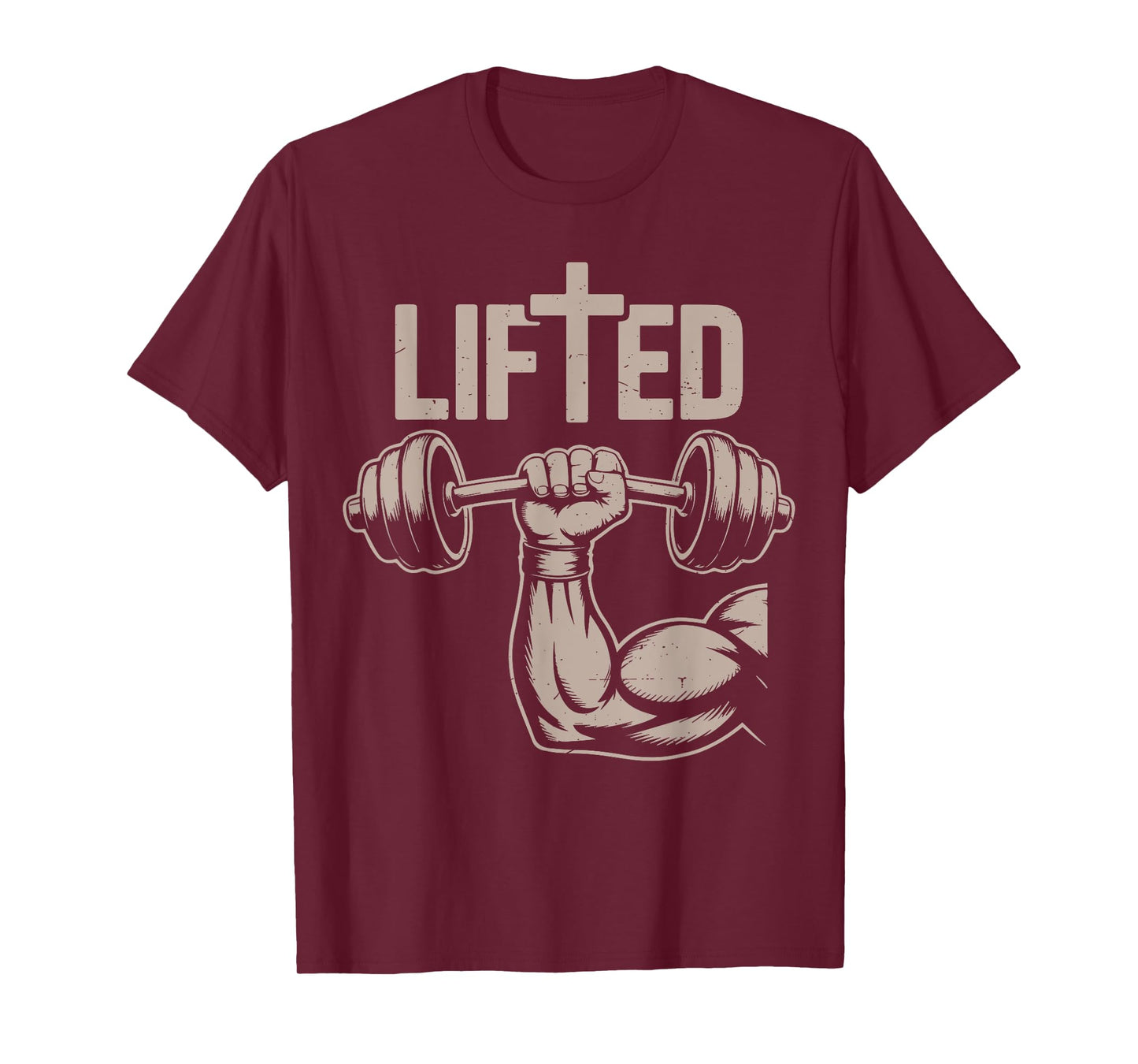 Lifted Funny Christian Workout Gym Jesus Weightlifting Cross T-Shirt