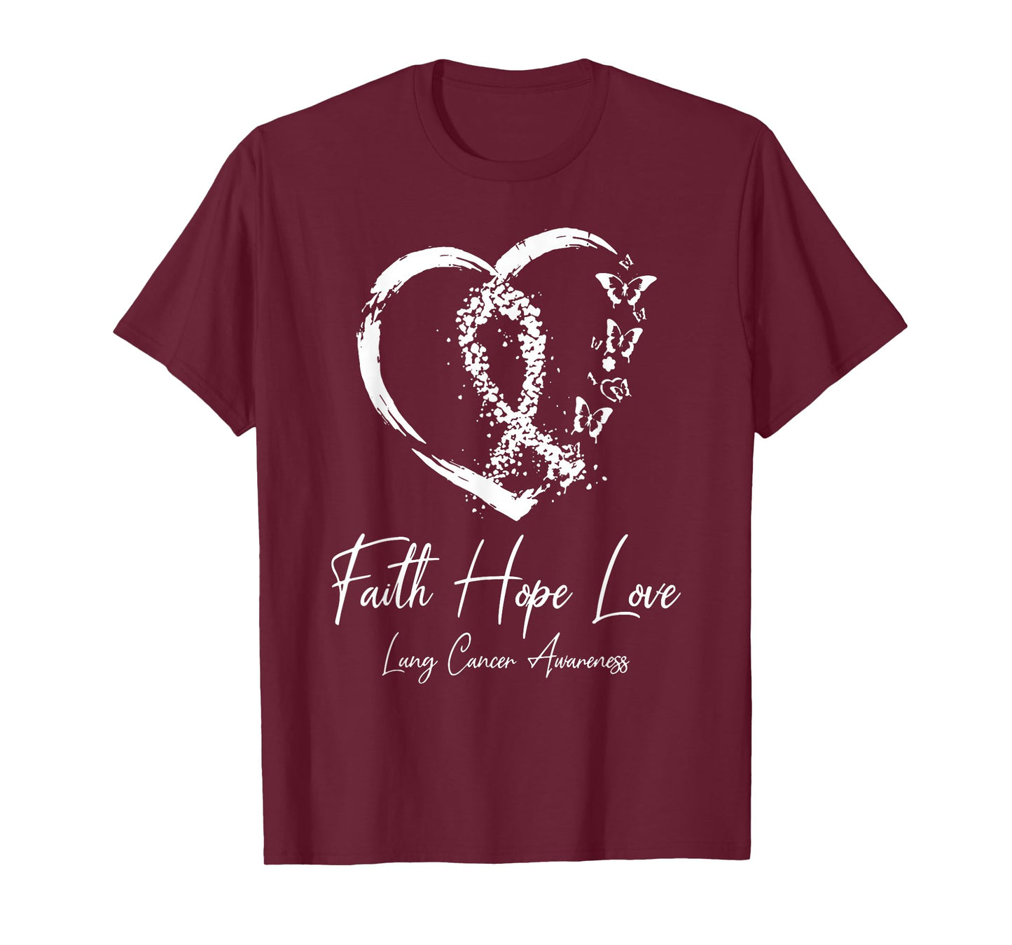 White Ribbon Faith Hope Love Support Lung Cancer Warrior T-Shirt