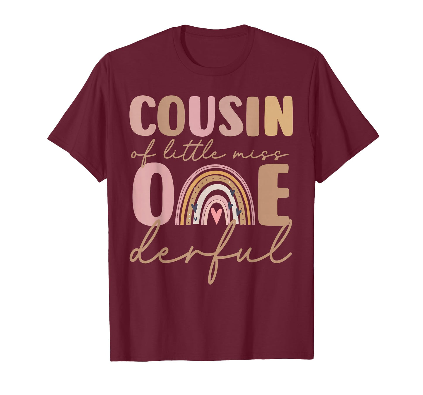 Cousin of Little Miss Onederful First Birthday Boho Rainbow T-Shirt