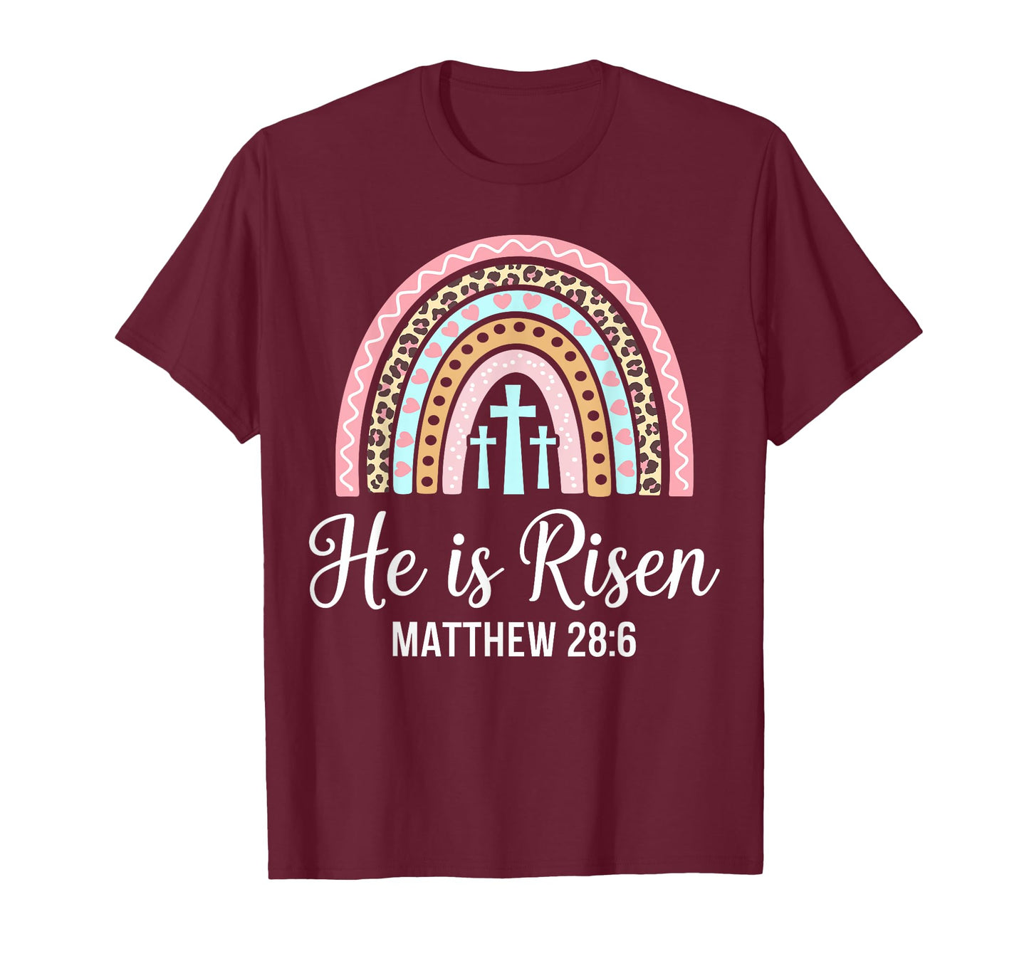 He is risen leopard rainbow for christian easter girls women T-Shirt