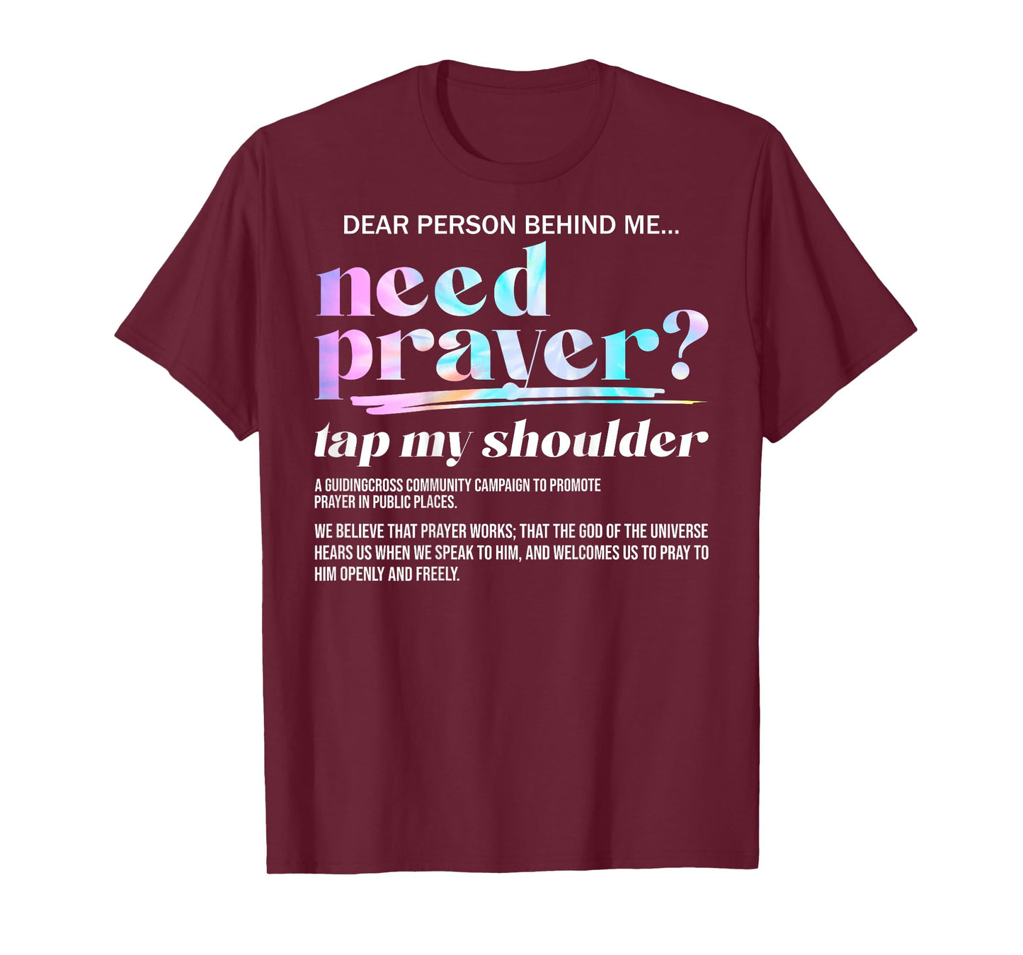 Need Prayer Tap My Shoulder Christian Men Women (On Back) T-Shirt