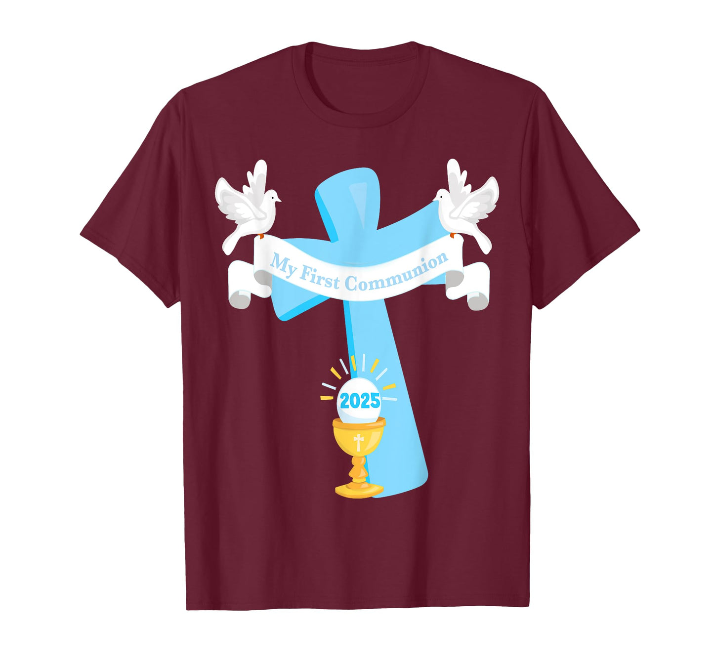 Boy First Communion 2025 Cross Chalice Eucharist Grandson T-Shirt