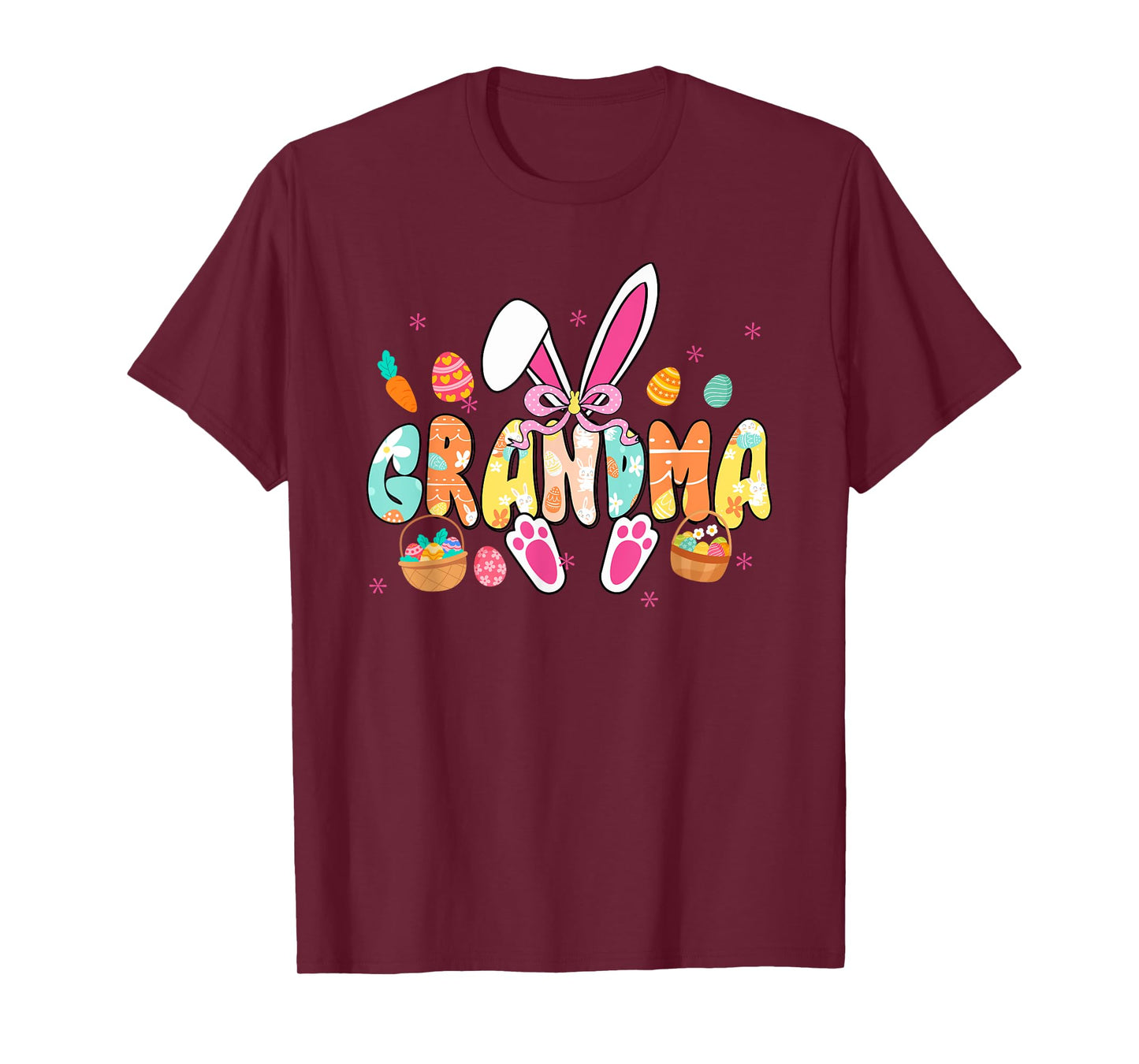 Grandma Easter Grandma Coquette Bunny Ears Eggs Basket Bow T-Shirt