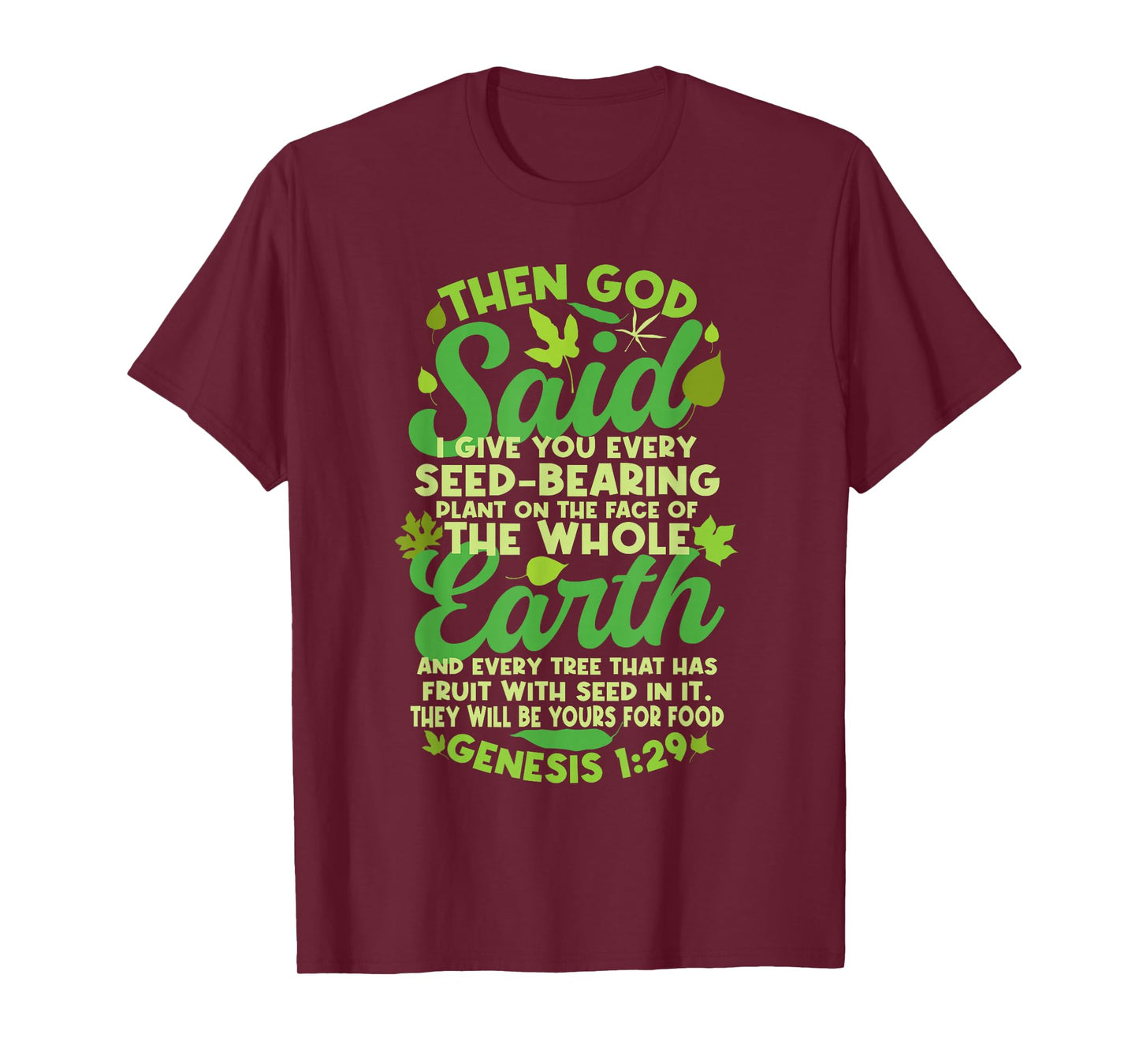 Genesis 1:29 Plant Based Diet Vegan Vegetarian Bible Verse T-Shirt