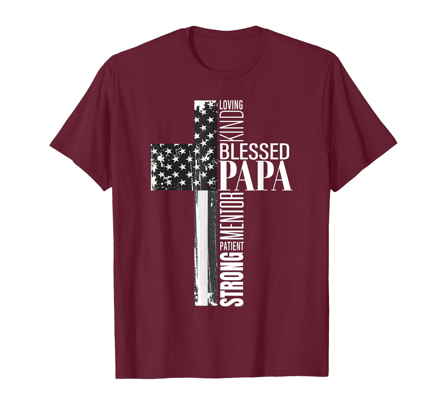 Vintage Christian Blessed Papa American Flag Fathers Day T-Shirt