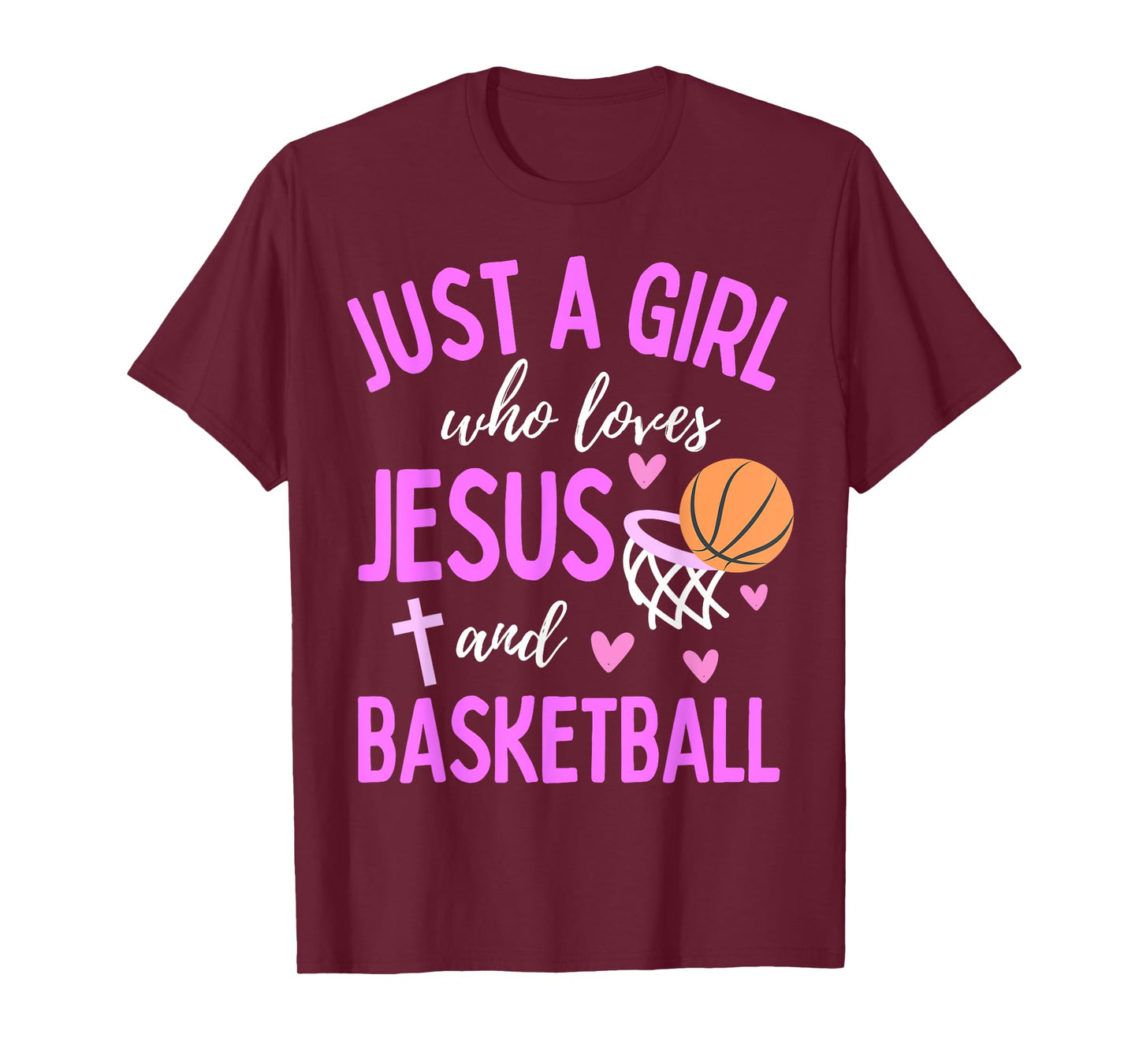 Just A Girl Who Loves Jesus and Basketball Christian Cute T-Shirt