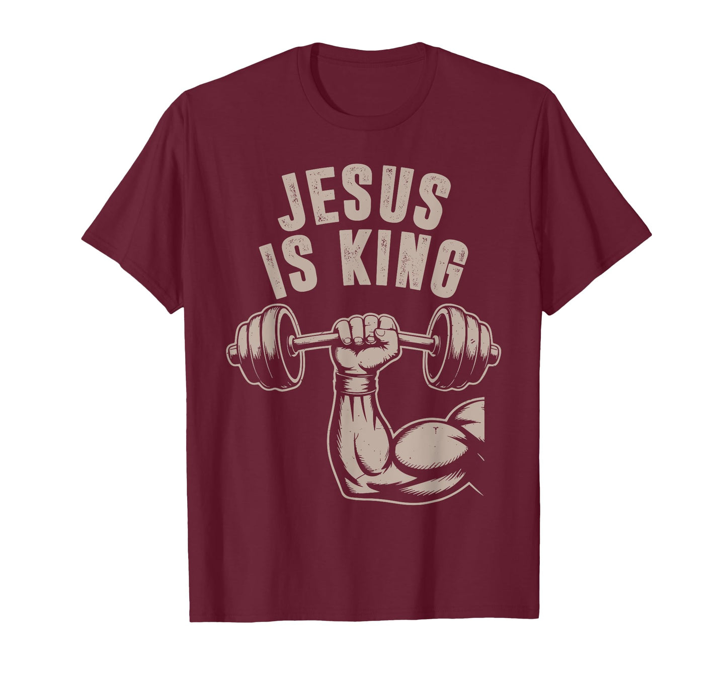 Jesus is King Barbell Cross Funny Christian Workout Gym Men T-Shirt