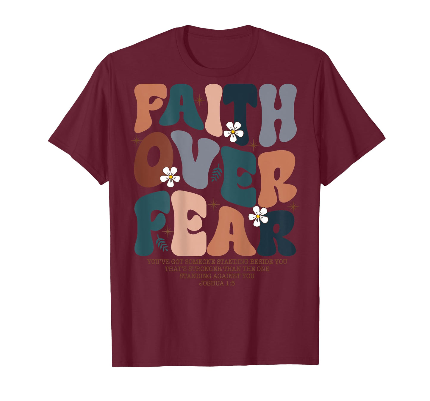 Christian Women Girls Kids Jesus Religious Faith Over Fear T-Shirt