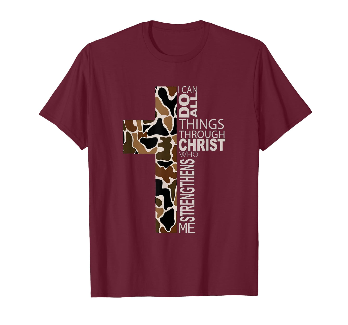I Can Do All Things Through Christ Christian Camo Cross T-Shirt