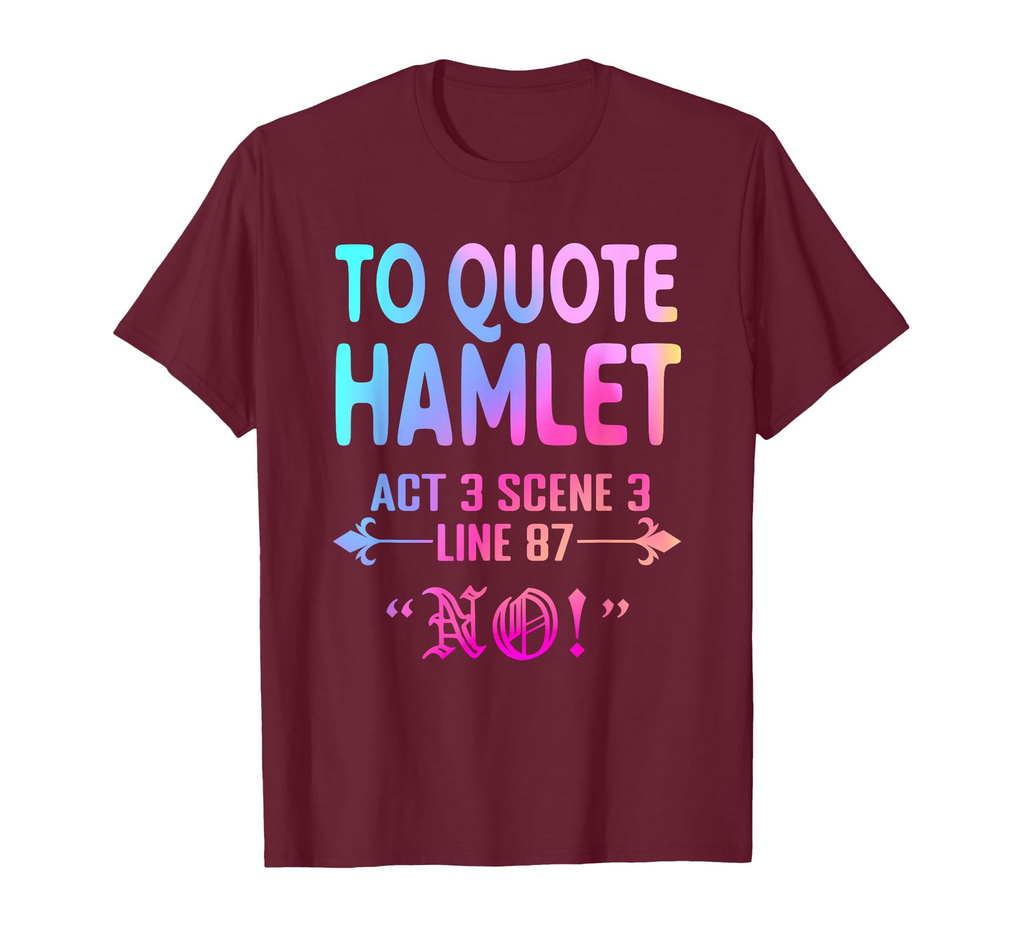 To Quote Hamlet Act 3 Scene 3 Line 87 No! Men Women Funny T-Shirt