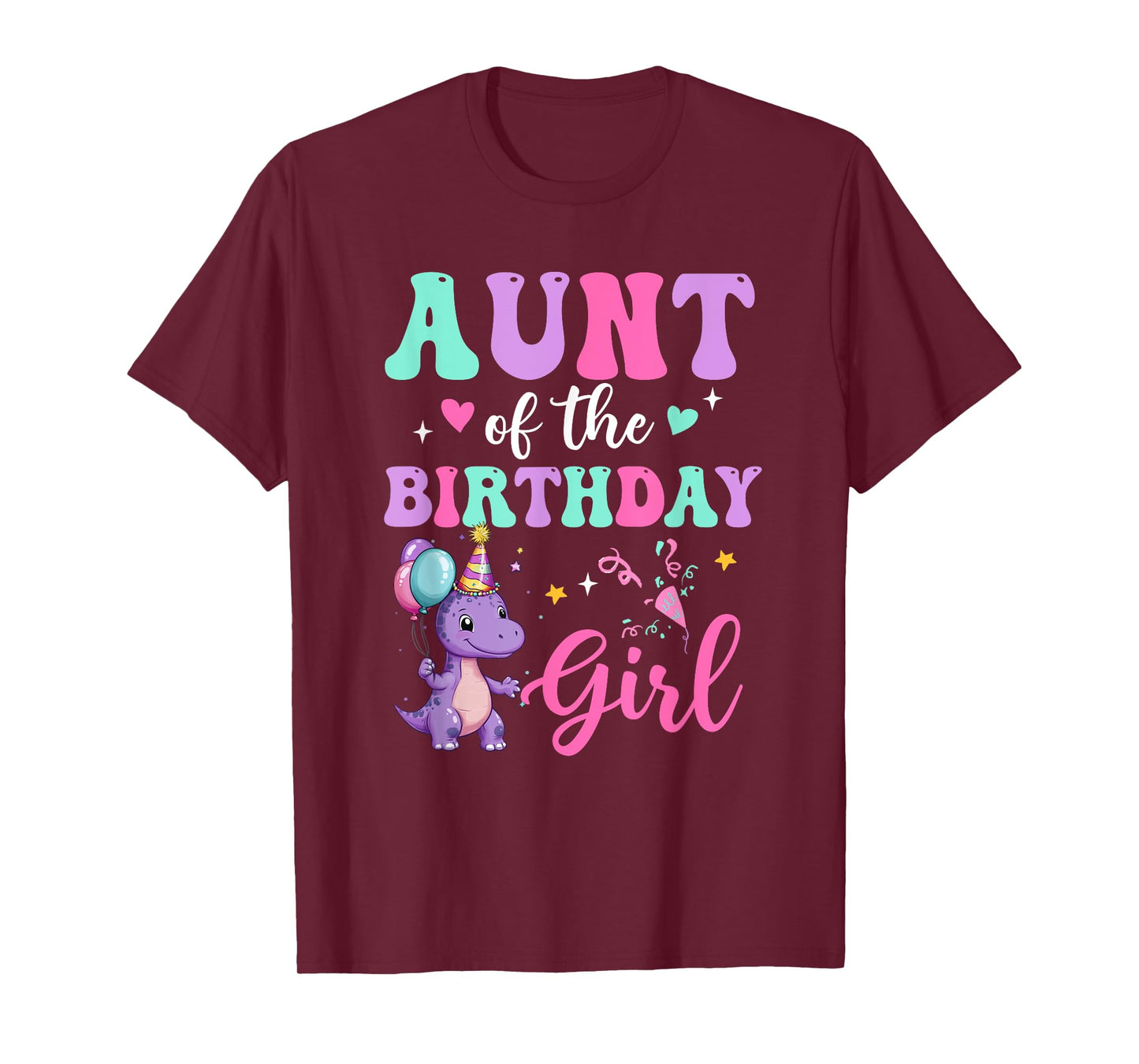 Aunt Of The Birthday For Girl Dinosaur T-Rex Party Family T-Shirt