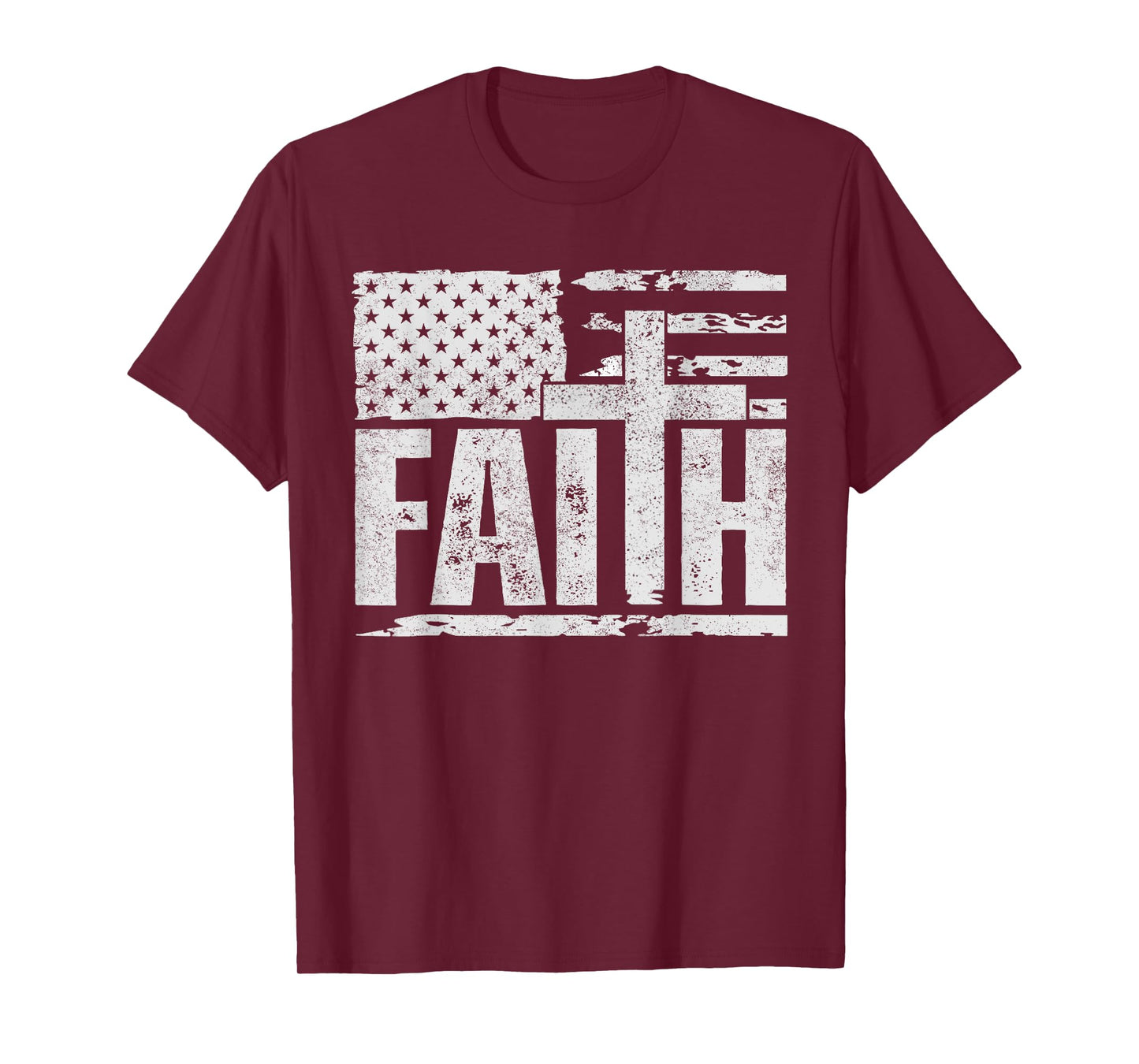 Vintage American Flag Cross Faith Jesus Christian Patriotic T-Shirt
