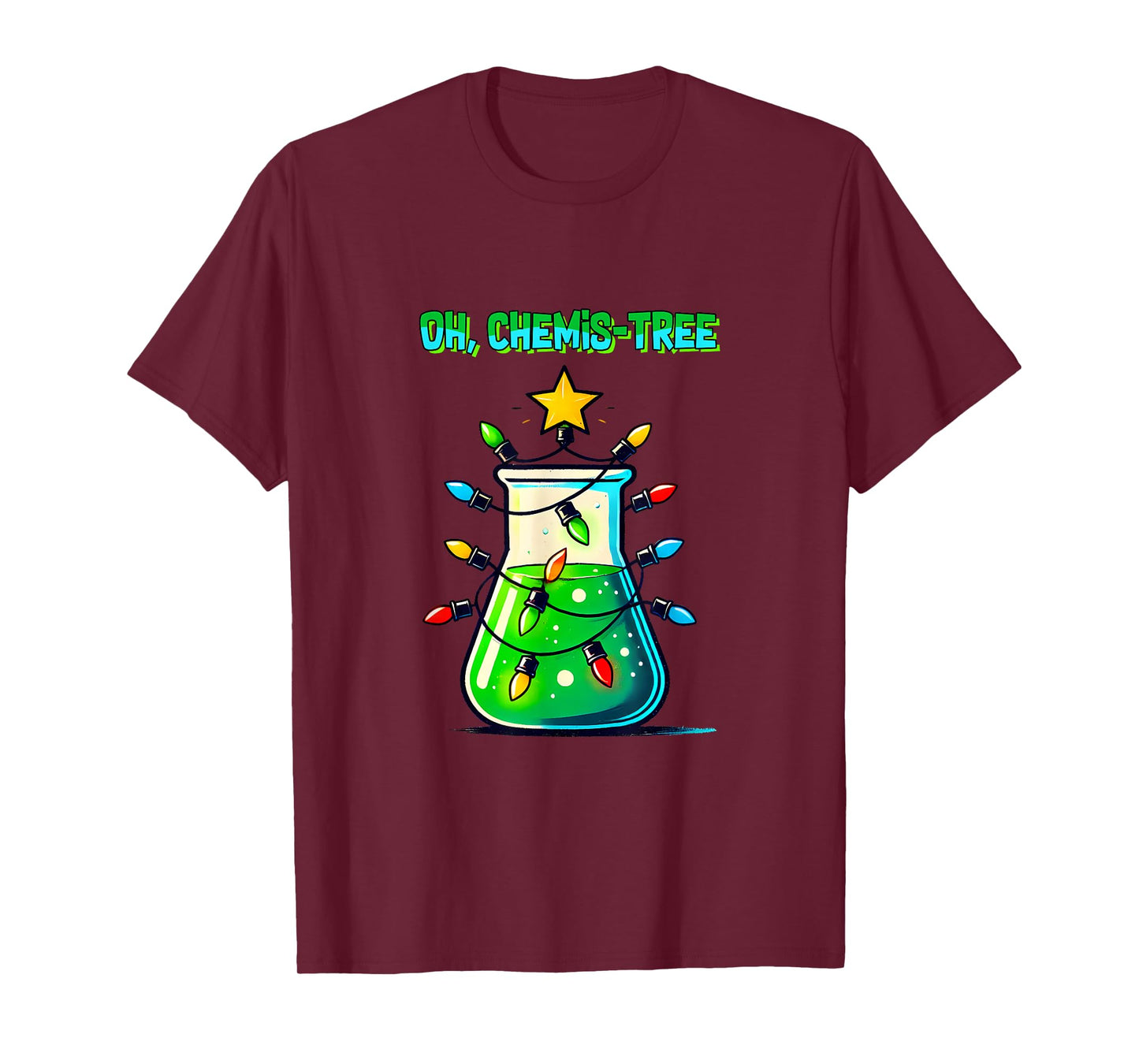 Science Teacher christmas tees Funny Science Teacher Oh Chemis-Tree Christmas Xmas tree Unisex-Adult T-Shirt Black Small