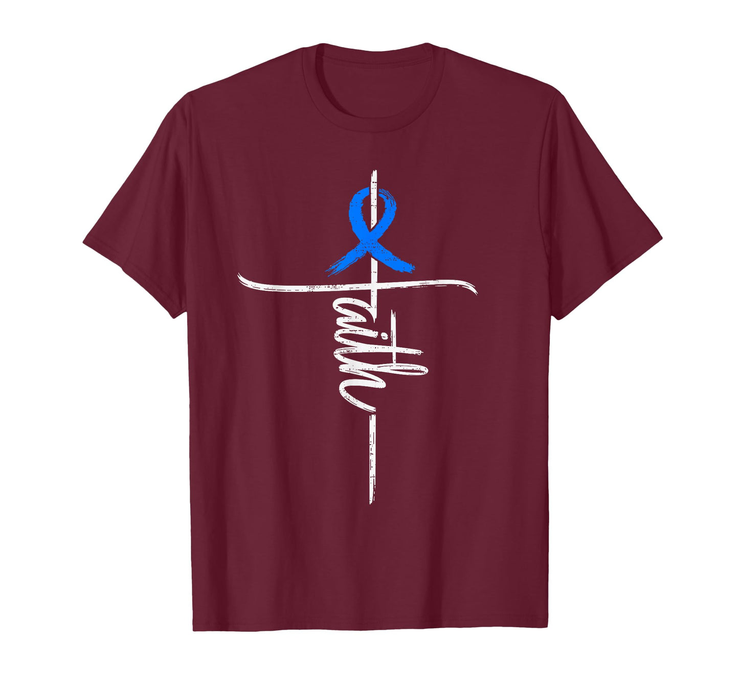 Faith Dystonia Awareness Cross Christian Ribbon Blue Support T-Shirt