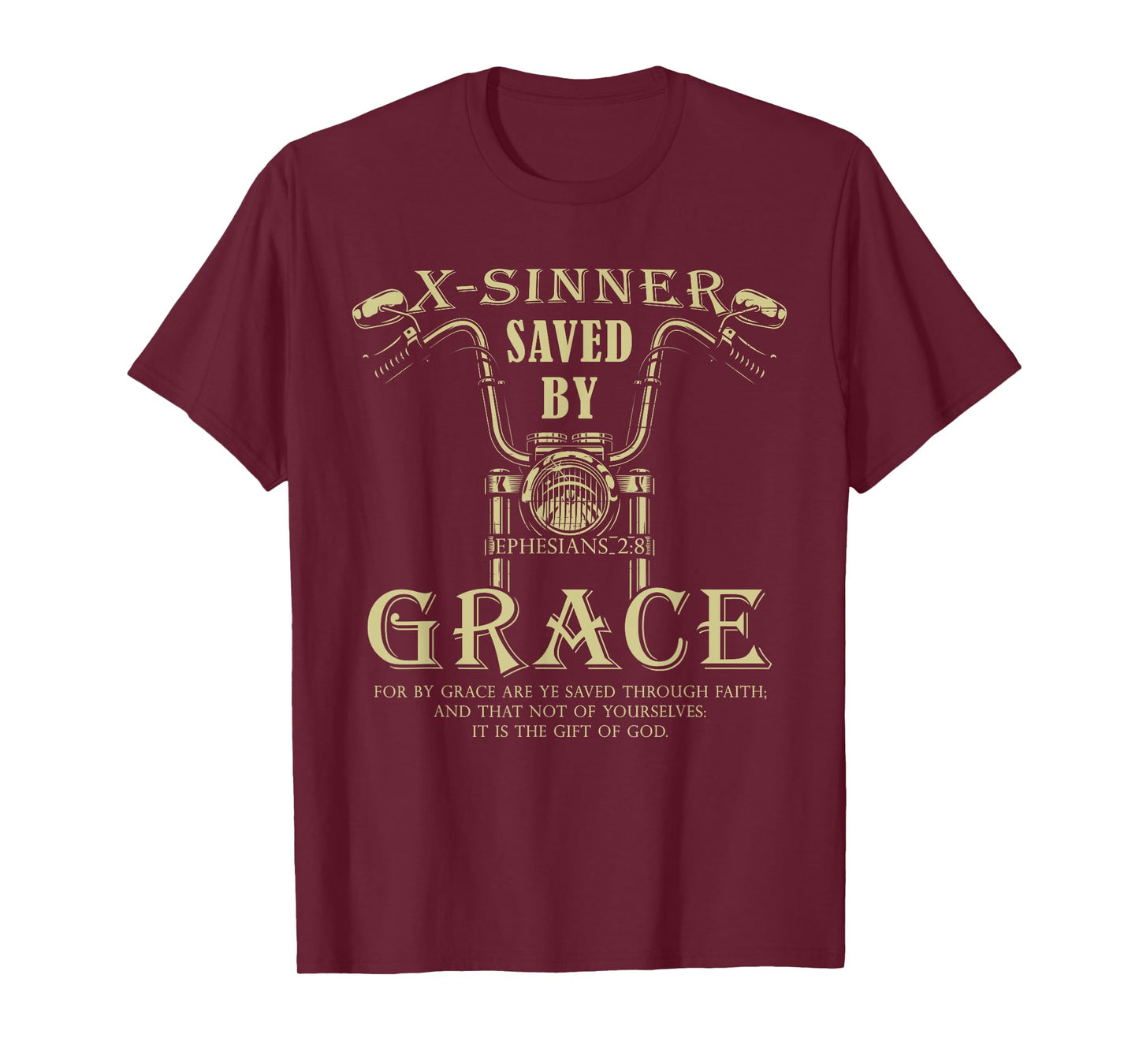 X-Sinner Saved by Grace Verse: Christian Faith Motorcycle T-Shirt