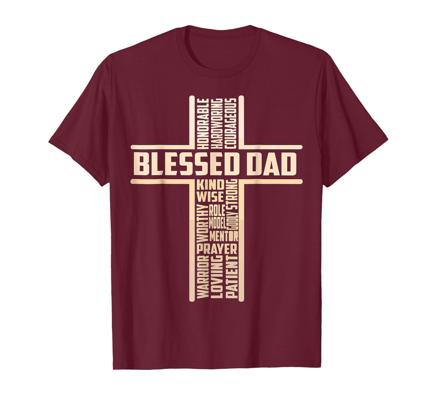 Blessed Dad Fathers Day Cross Christian Papa Pop Husband T-Shirt
