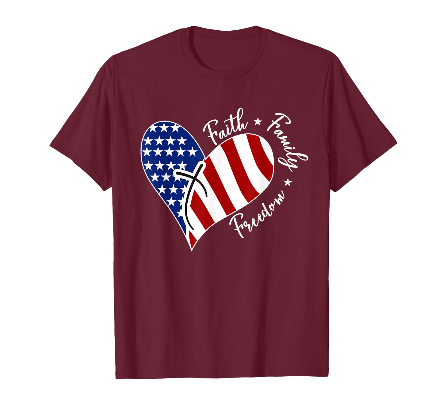 Jesus Cross Heart-Shaped America Flag The Lord Is My Rock T-Shirt