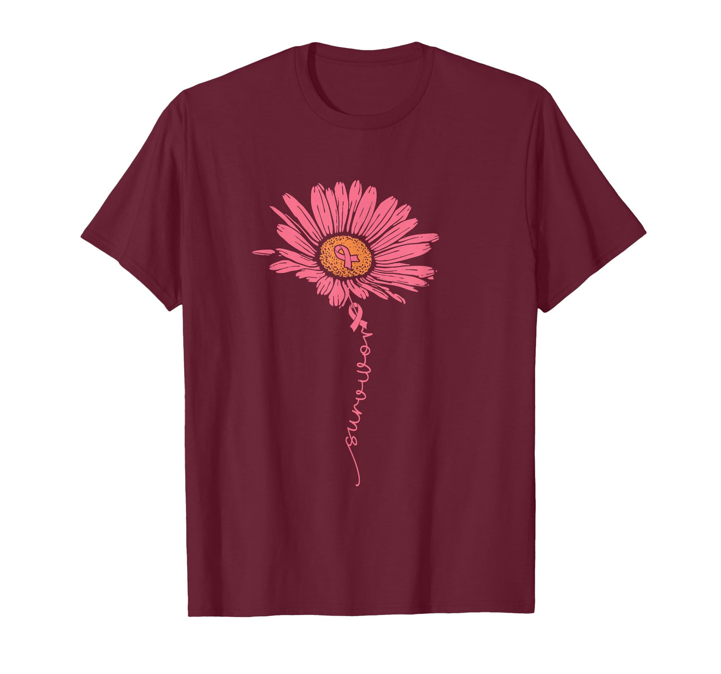 Sunflower Faith Breast Cancer Awareness Pink Ribbon T-Shirt