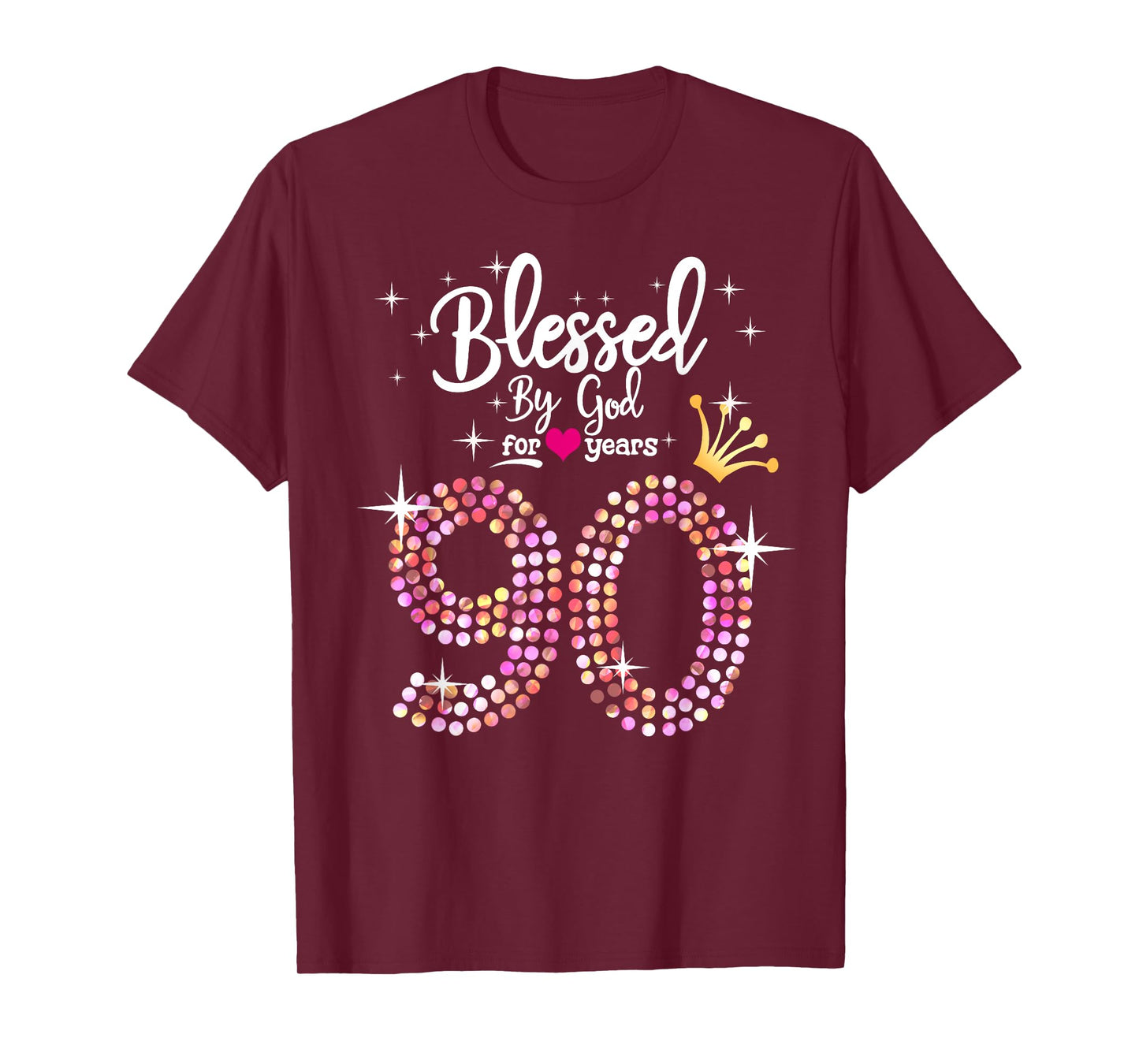 Womens Blessed by God for 90 Years 90th Birthday Anniversary T-Shirt