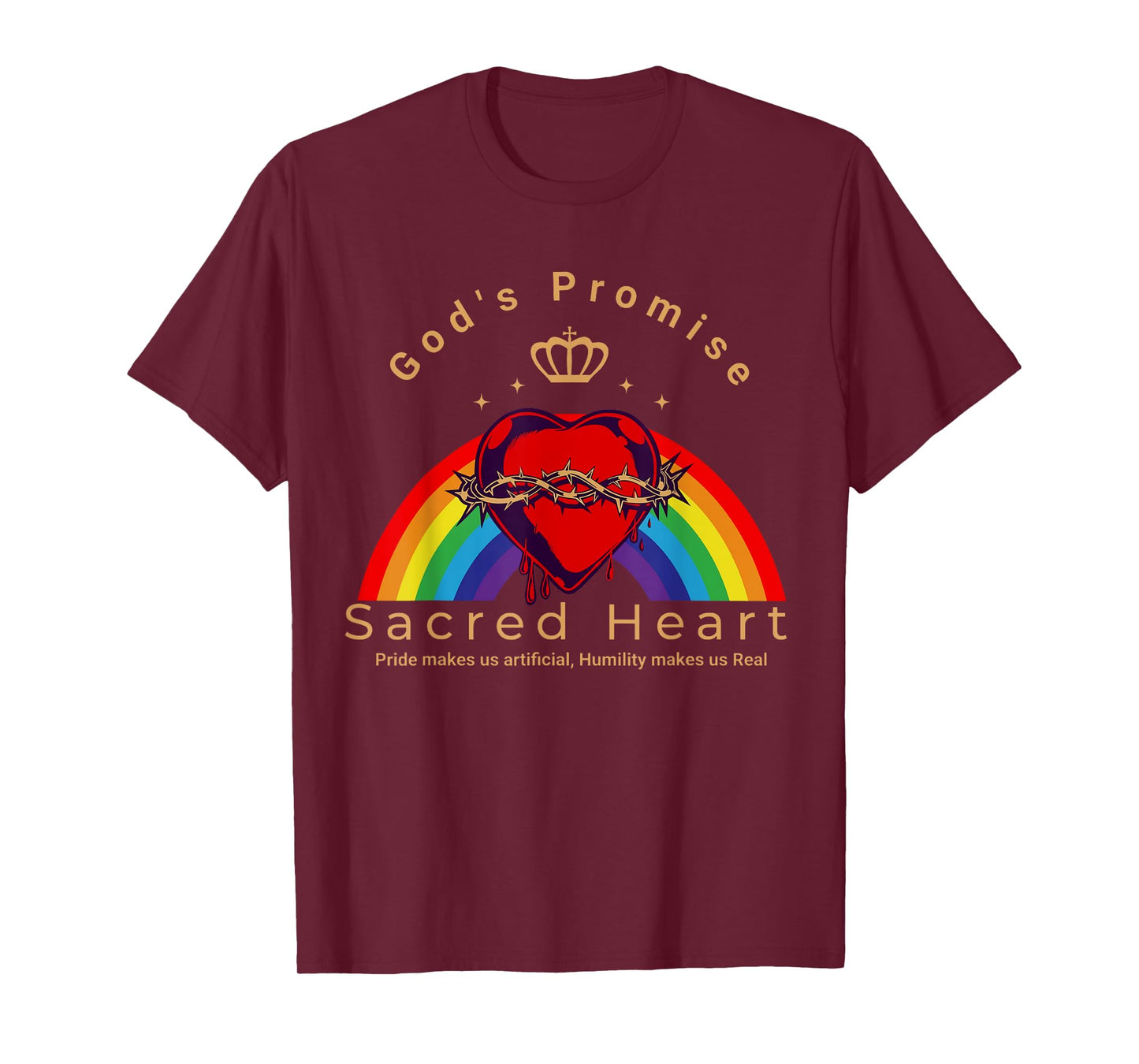 Sacred Heart of Jesus Rainbow Funny God Christian LGBT Pride T-Shirt