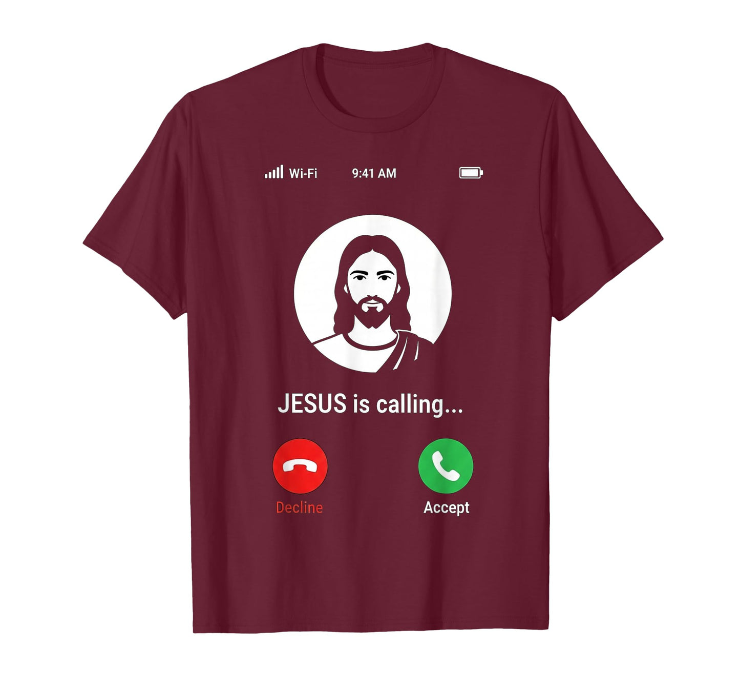 Hold On Jesus is Calling Funny Religious Faith Pun Design T-Shirt
