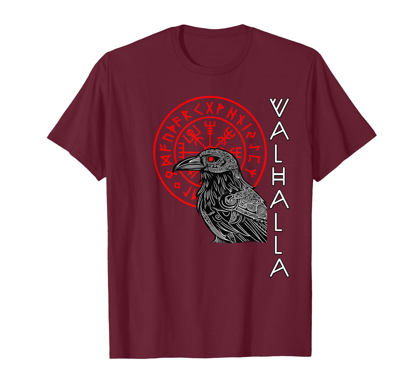 Valhalla Raven Odin's Raven Odin Runes Norse Compass Viking T-Shirt