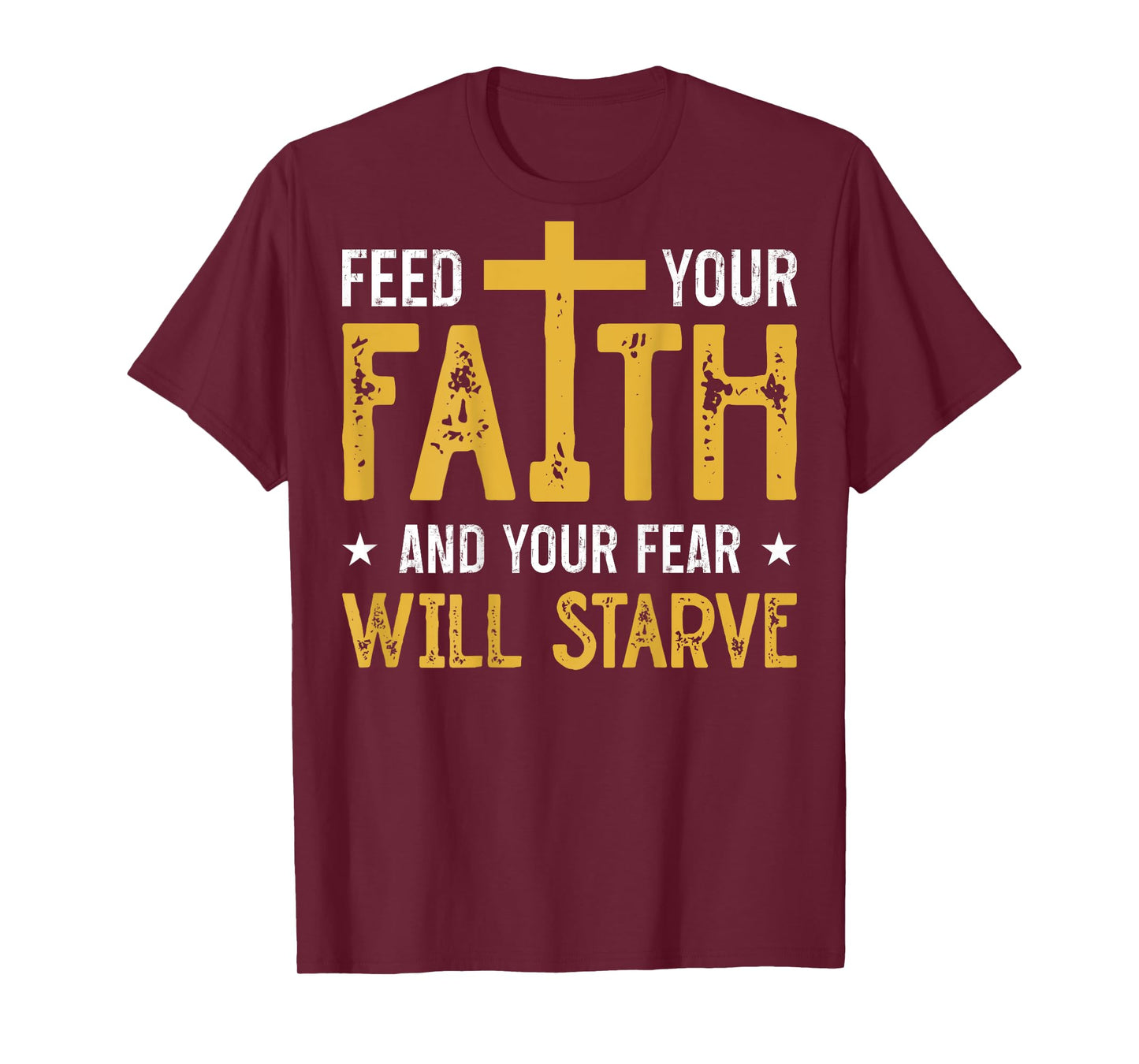 Jesus Cross Bible Faith Over Fear Put God First ART ON BACK T-Shirt