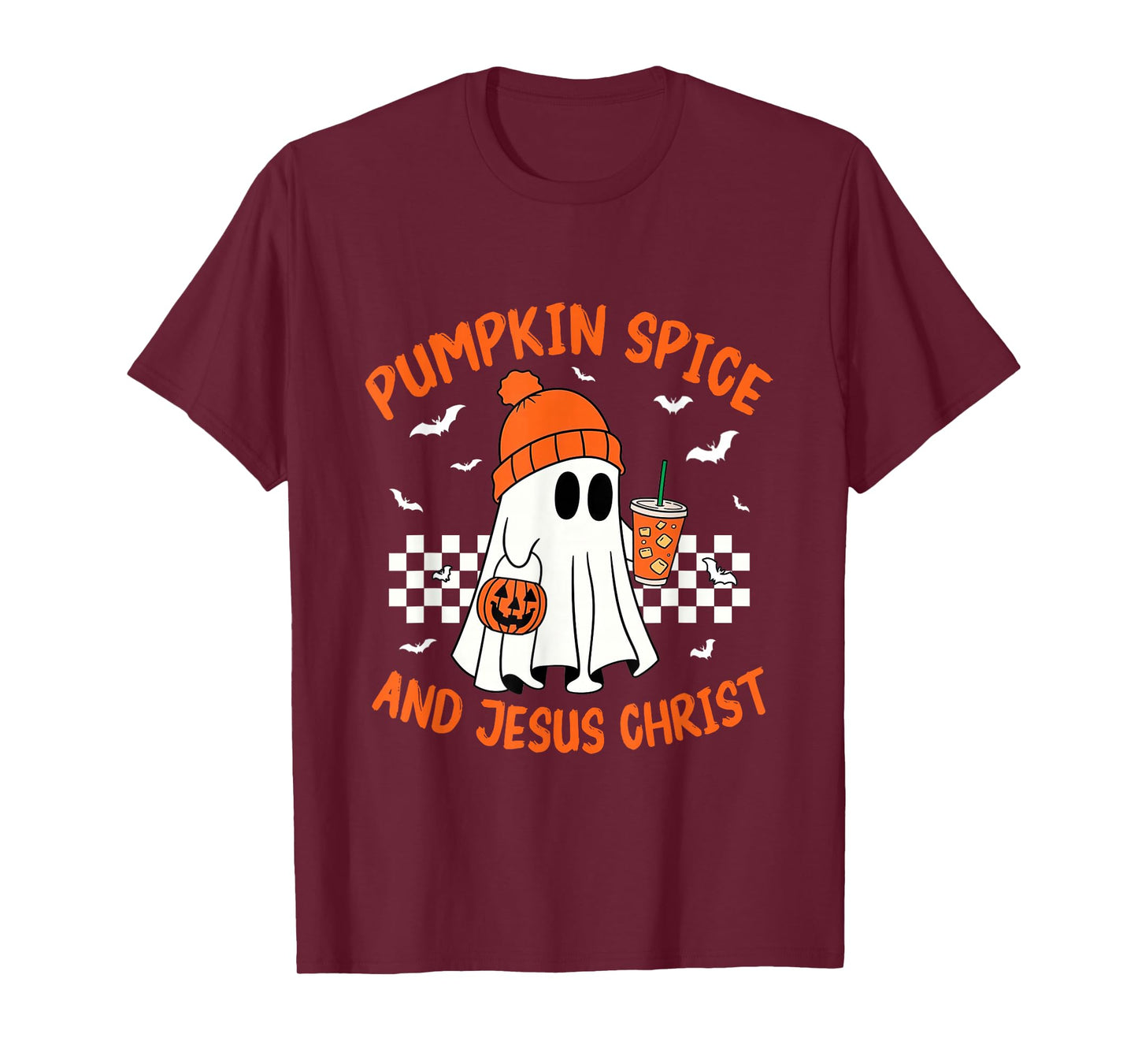 Pumpkin Spice and Jesus Christ Funny Ghost Fall Christian T-Shirt
