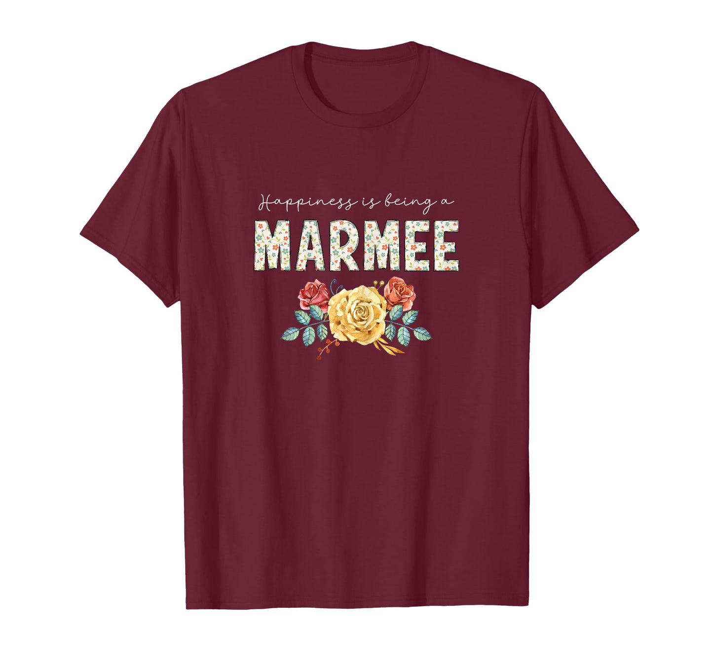 Happiness Is Being A Marmee Floral Flower Grandma T-Shirt