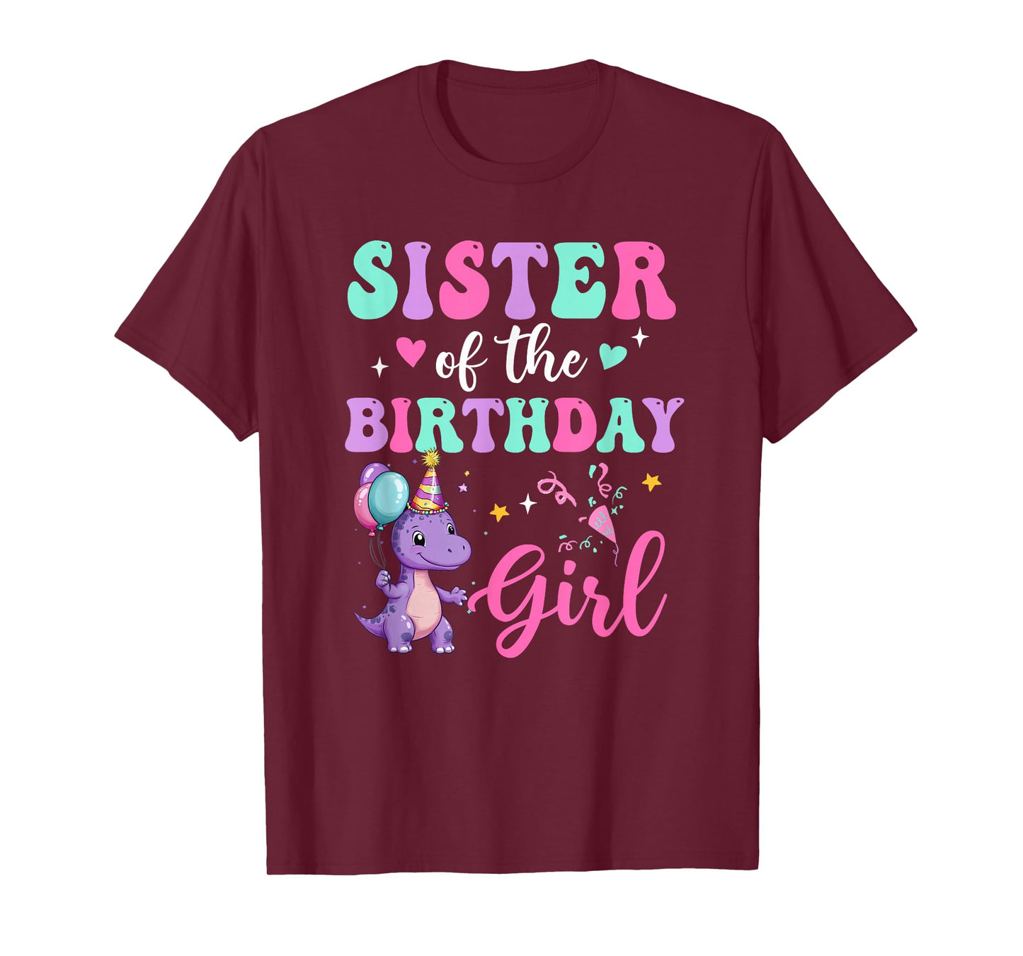 Sister Of The Birthday For Girl Dinosaur T-Rex Party Family T-Shirt